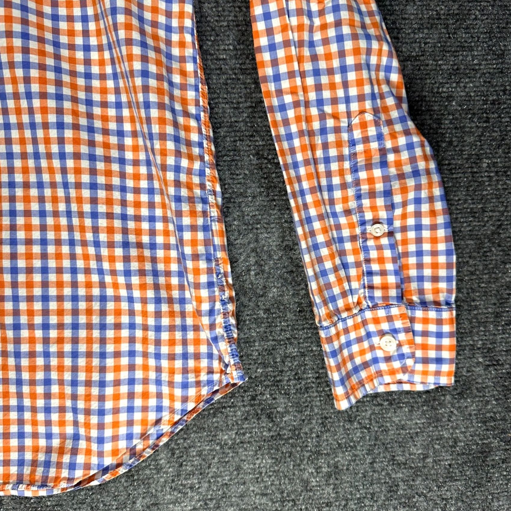 J.Crew J.CREW Shirt Mens L Lightweight Cotton Orange Blue Check Button-Down Size US L / EU 52-54 / 3 - 4 Thumbnail