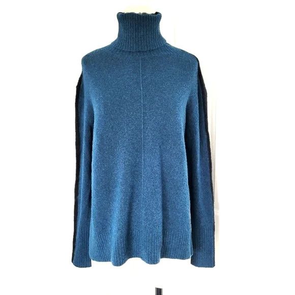 Athleta Transit Teal/Black Colorblock Turtleneck Sweater Winter Work Size XXS / US 00 / IT 34 - 3 Thumbnail