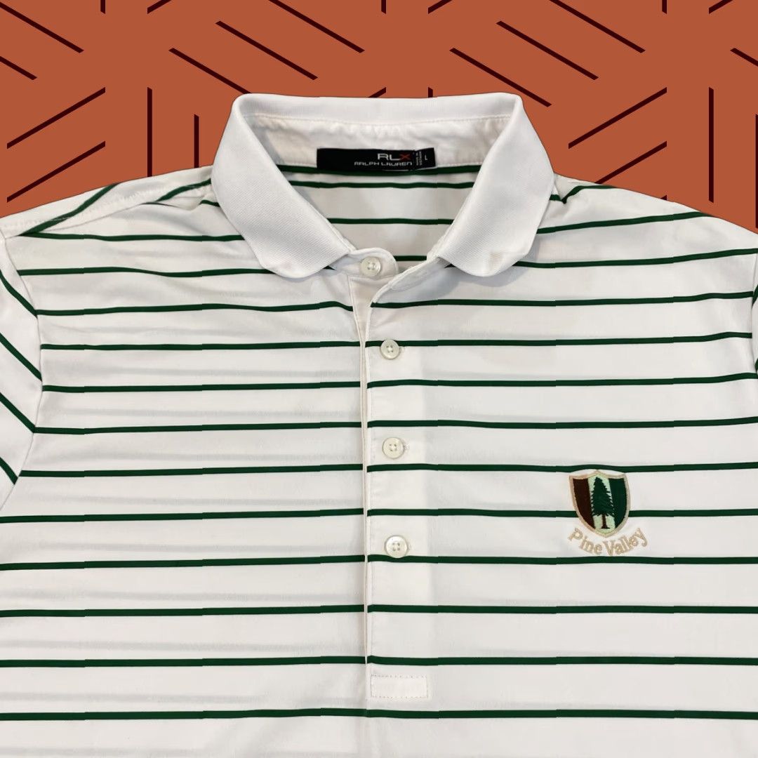 RLX Ralph Lauren RLX Ralph Lauren Performance Polo Shirt Mens Large White Green Golf Striped Size US L / EU 52-54 / 3 - 1 Thumbnail