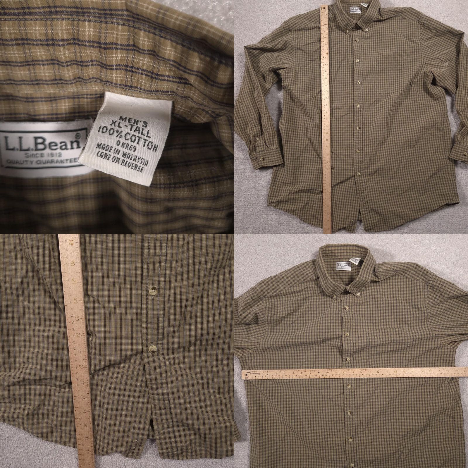 Vintage L.L. Bean Shirt Mens XLT Brown Check Long Sleeve Button-Front Casual Outdoor Shirt Size US XL / EU 56 / 4 - 8 Thumbnail