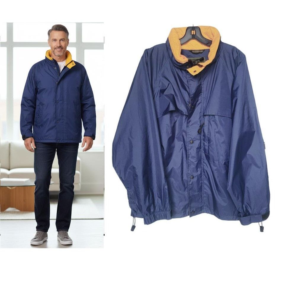 Weatherproof ⭐ Mens Weatherproof lined Jacket Sz L Blue Rain Coat WPL 115 Size US XL / EU 56 / 4 - 1 Thumbnail