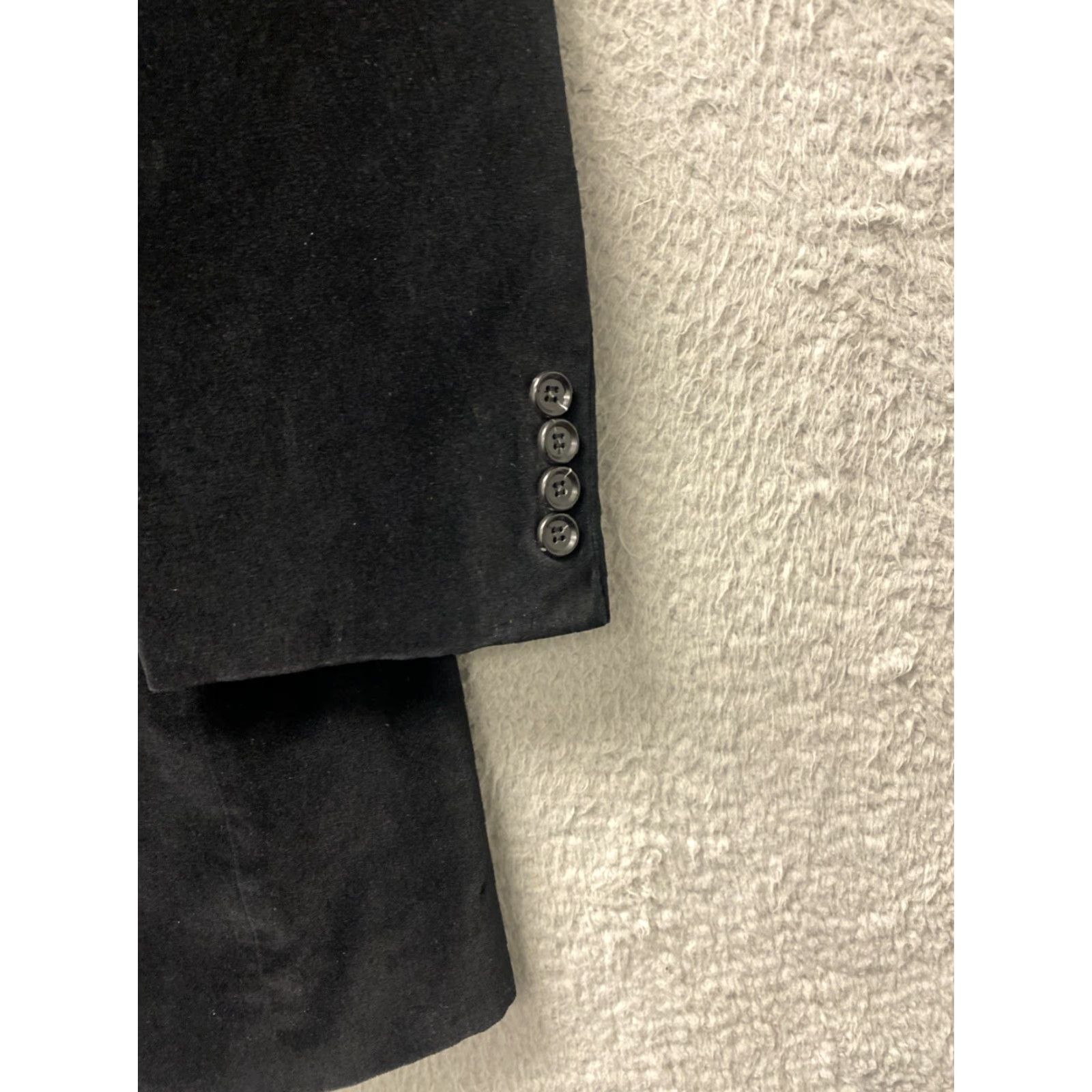 Velvet VINTAGE Camiloni Italia Men's Blazer Jacket 100% Cotton Velvet Black Regular Size 46R Sports Style Size 46R - 3 Thumbnail