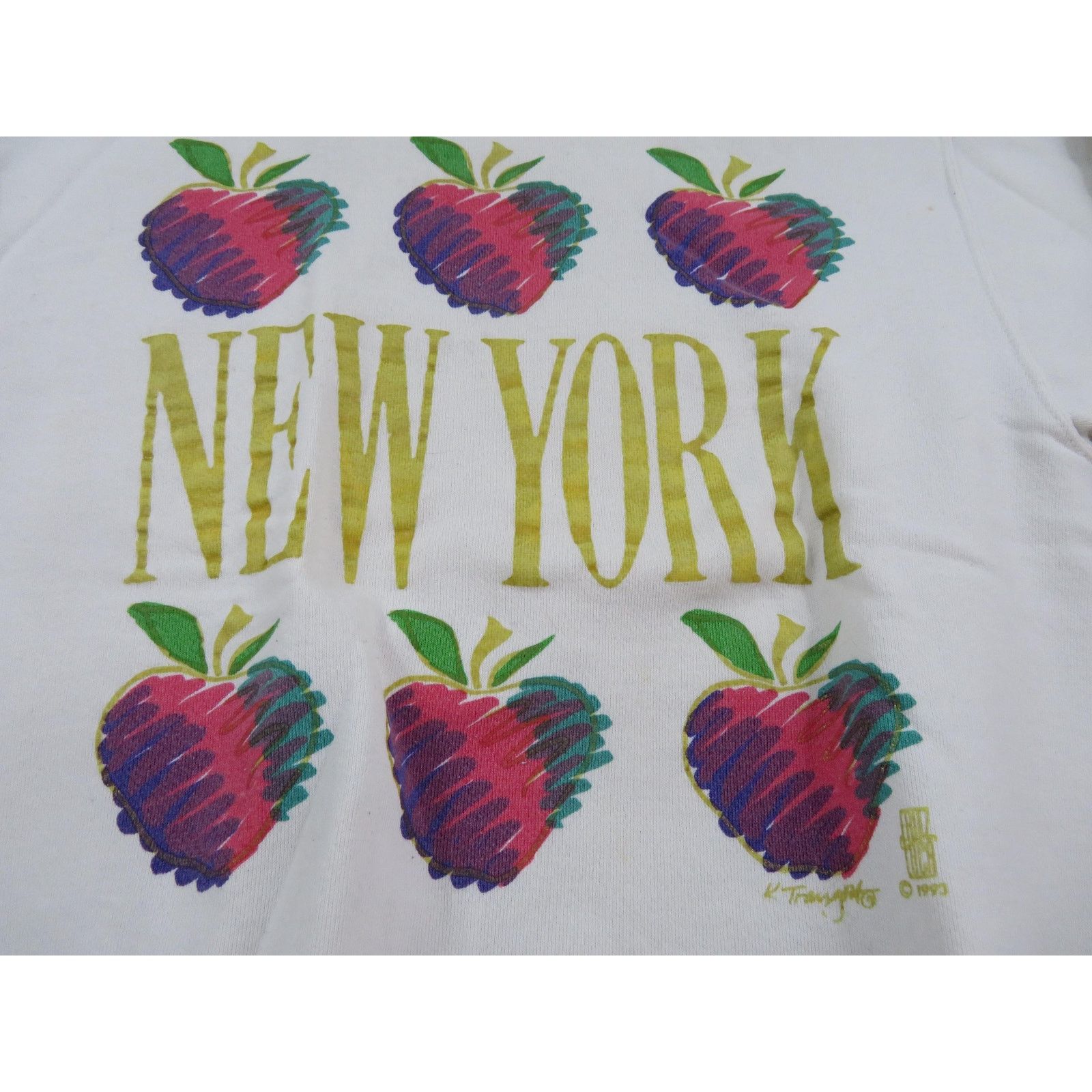 Hanes New York Apple Sweatshirt Hanes White Sz M 1990s Size M / US 6-8 / IT 42-44 - 2 Thumbnail