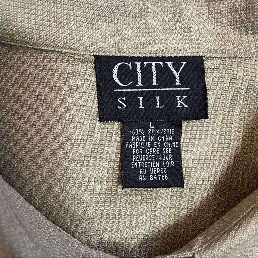 Other City Silk 100% Silk Short Sleeve Olive Blouse Size L Size L / US 10 / IT 46 - 5 Thumbnail