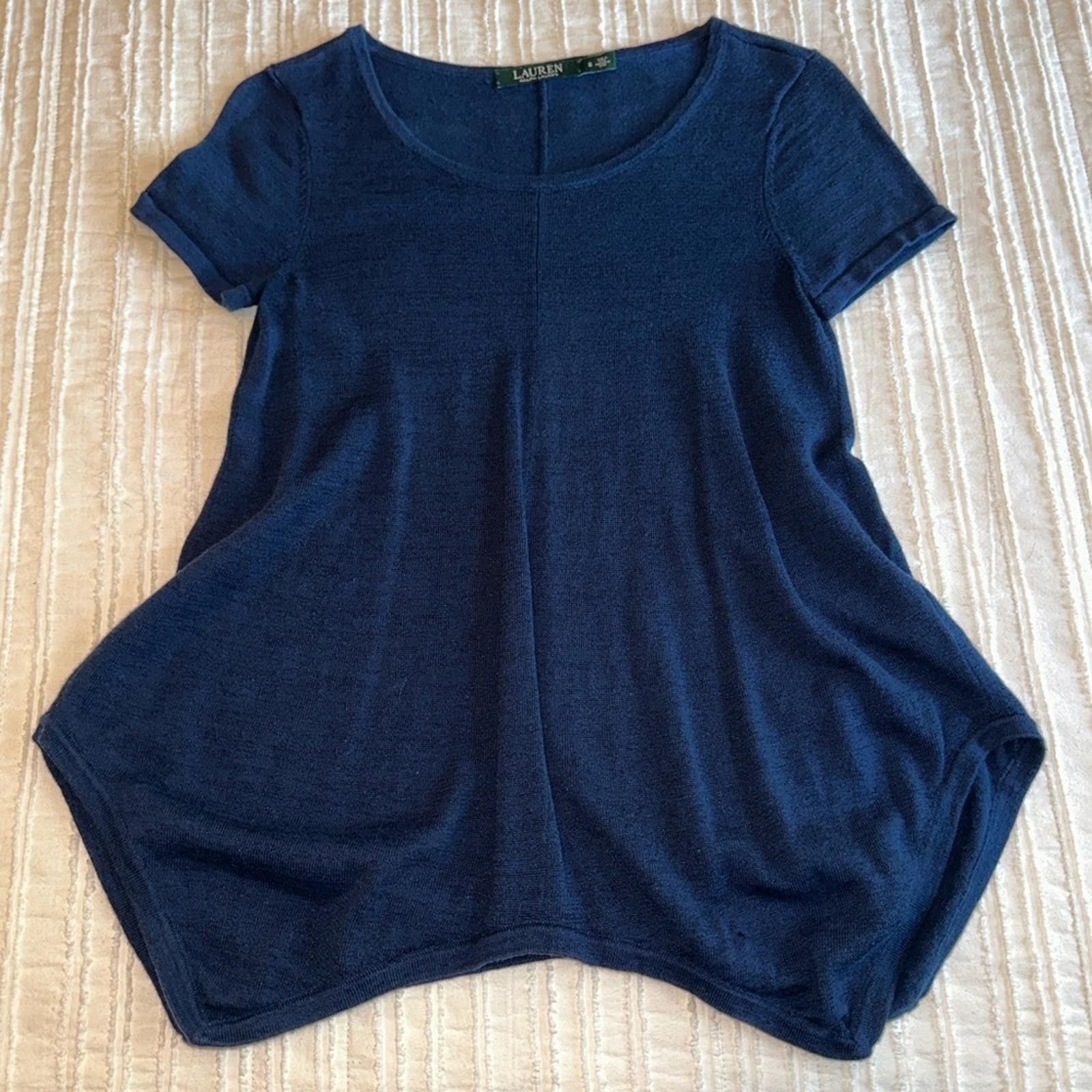 Lauren Ralph Lauren Lauren Ralph Lauren Small Linen Cotton Blue Top Knit Size S / US 4 / IT 40 - 2 Thumbnail
