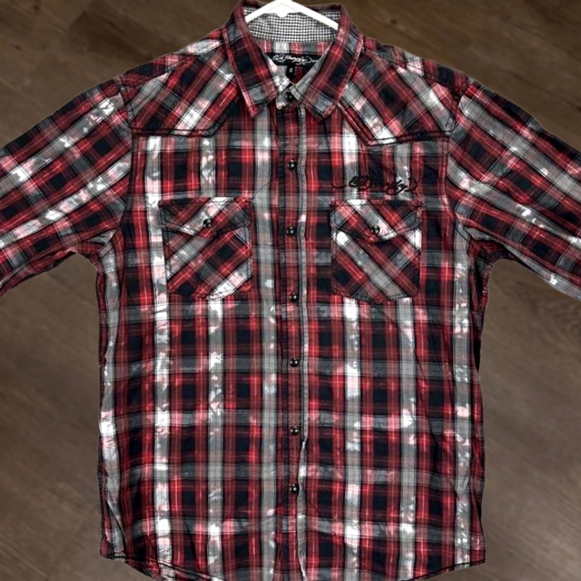 Ed Hardy Ed Hardy Western Shirt Mens Small Red Plaid Snap Button Up Cowboy Pocket Shirt Size US S / EU 44-46 / 1 - 1 Thumbnail