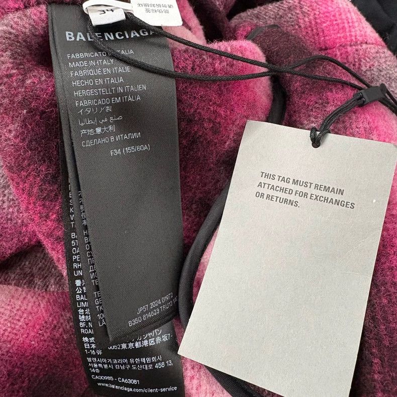 Balenciaga Balenciaga size 34 Wool pink plaid shirt Size XS / US 0-2 / IT 36-38 - 4 Thumbnail