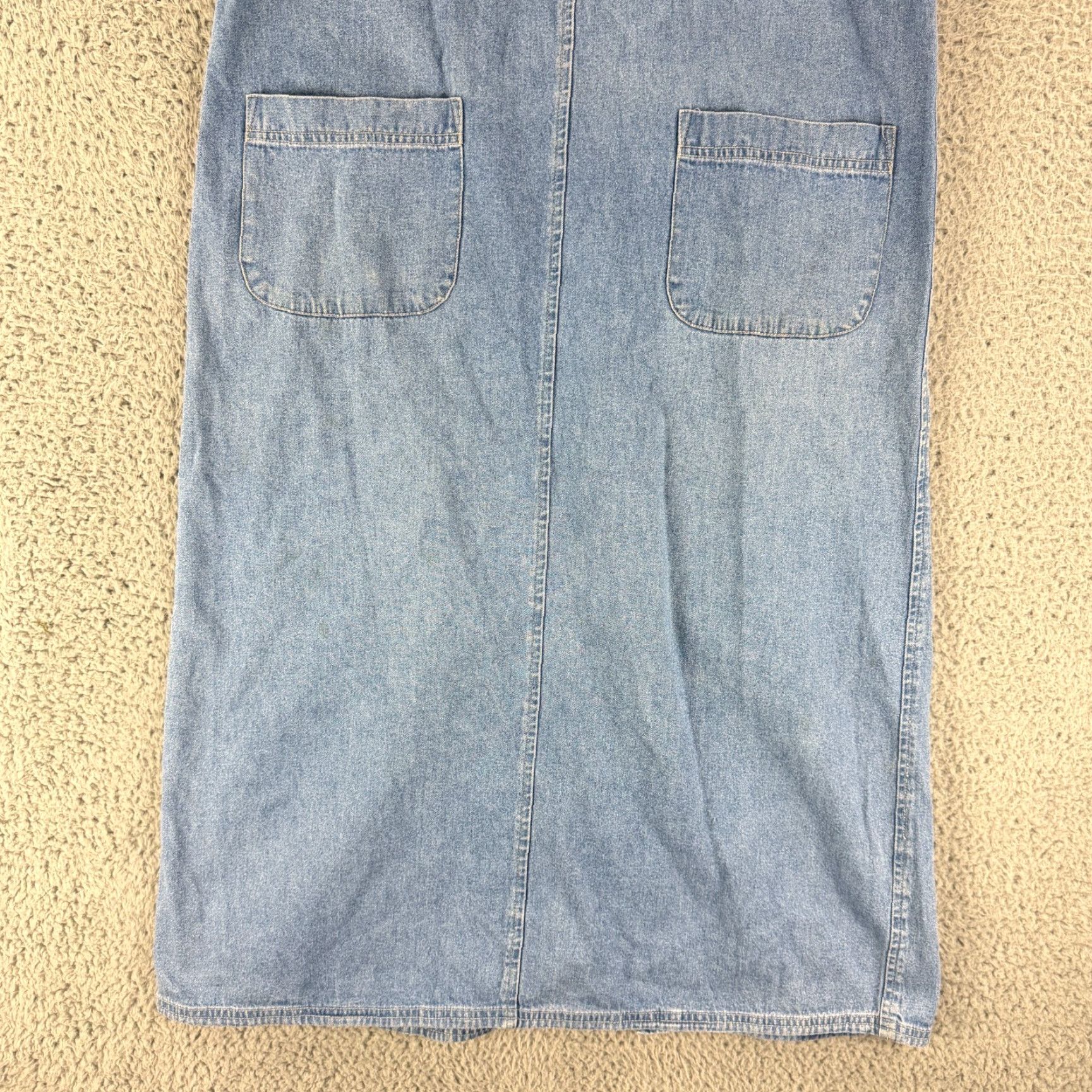 Jantzen VINTAGE Jantzen Denim Overall Dress Womens Small Blue 100% Cotton Midi Sleeveless Square Neck Pockets Casual 90s City Classic College - Womens Size 28" / US 6 / IT 42 - 3 Thumbnail