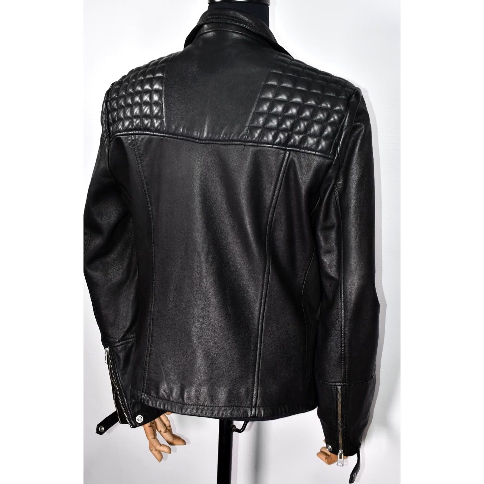 Allsaints All Saints Catch Biker Jacket Leather Quilted Zip Black L Men Reggular Size Shirt? Size US L / EU 52-54 / 3 - 3 Thumbnail