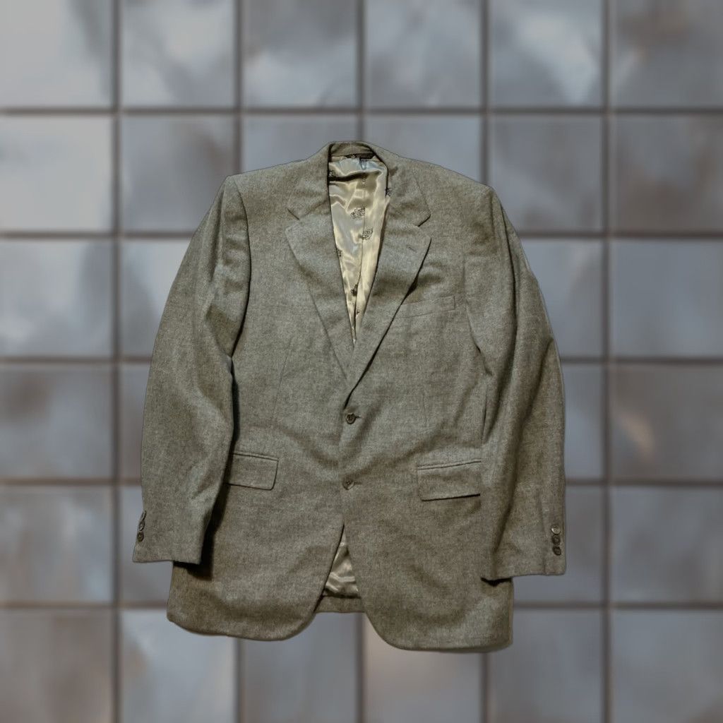 Neiman Marcus VINTAGE Neiman Marcus Envoy 100% Cashmere Tracer 2 Button Blazer Jacket Sz. 42L Mens Gray Size 42R - 1 Thumbnail