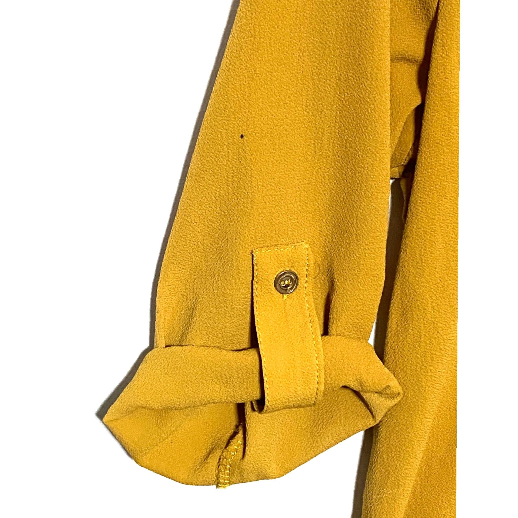 Vintage VINTAGE Janet Chung Mustard Yellow Blouse Top L Roll Tab Zip Neck Career Flowy Boho Fall Mens? Size L / US 10 / IT 46 - 4 Thumbnail