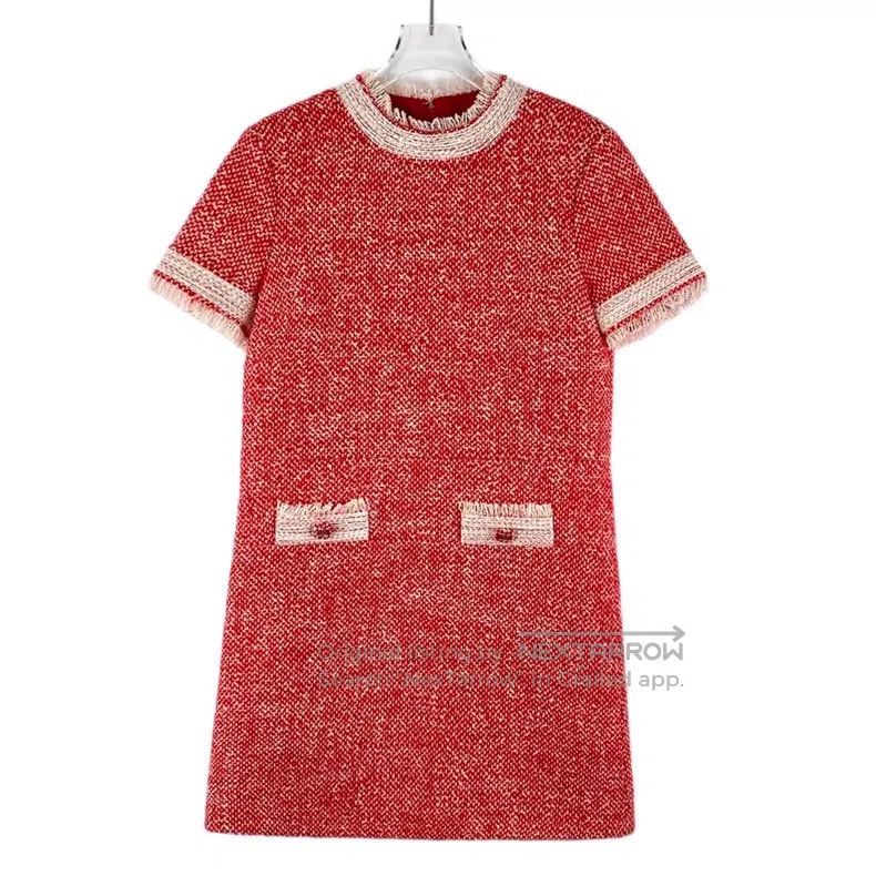 Gucci Gucci Red wool round-neck short-sleeved tassel dress Size XS / US 0-2 / IT 36-38 - 1 Thumbnail
