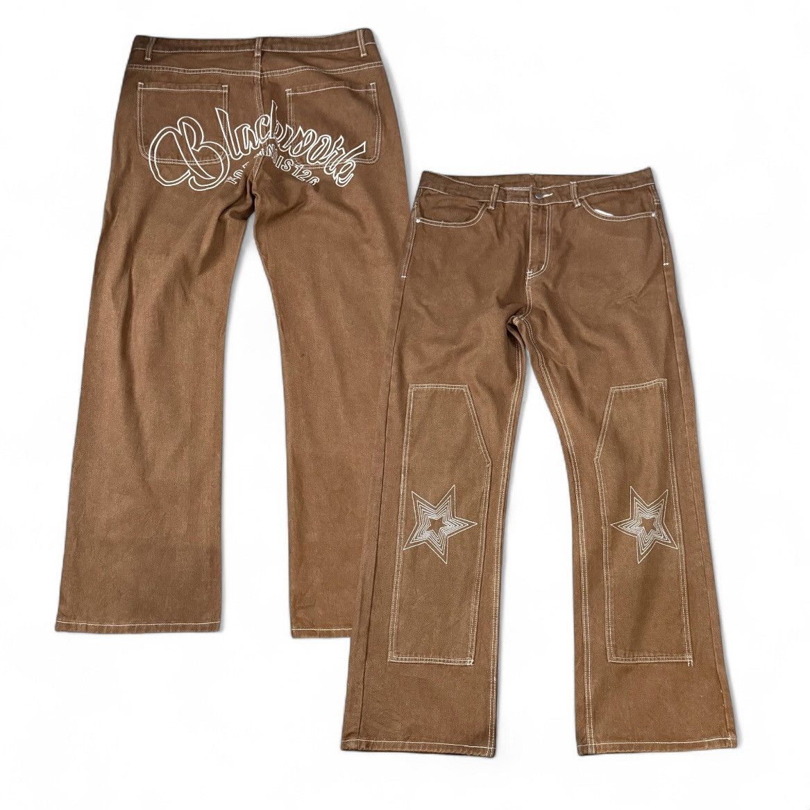 Japanese Brand Vintage Y2K Loose Fit Embroidered Double Knee Pants Size US 38 / EU 54 - 2 Thumbnail