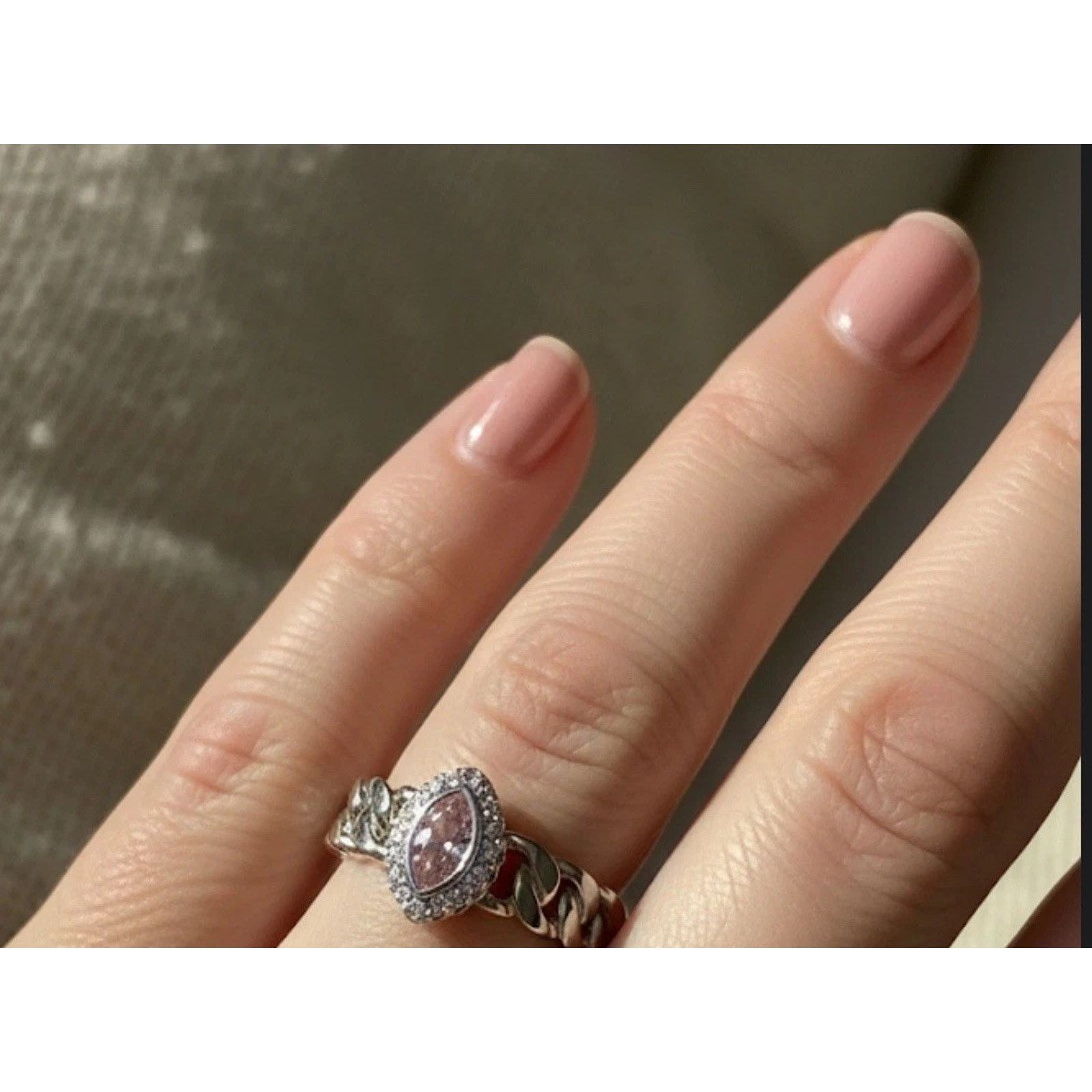 Other Silvertone Pink Swarovski Stone Ring Adjustable SIze Size ONE SIZE - 2 Thumbnail