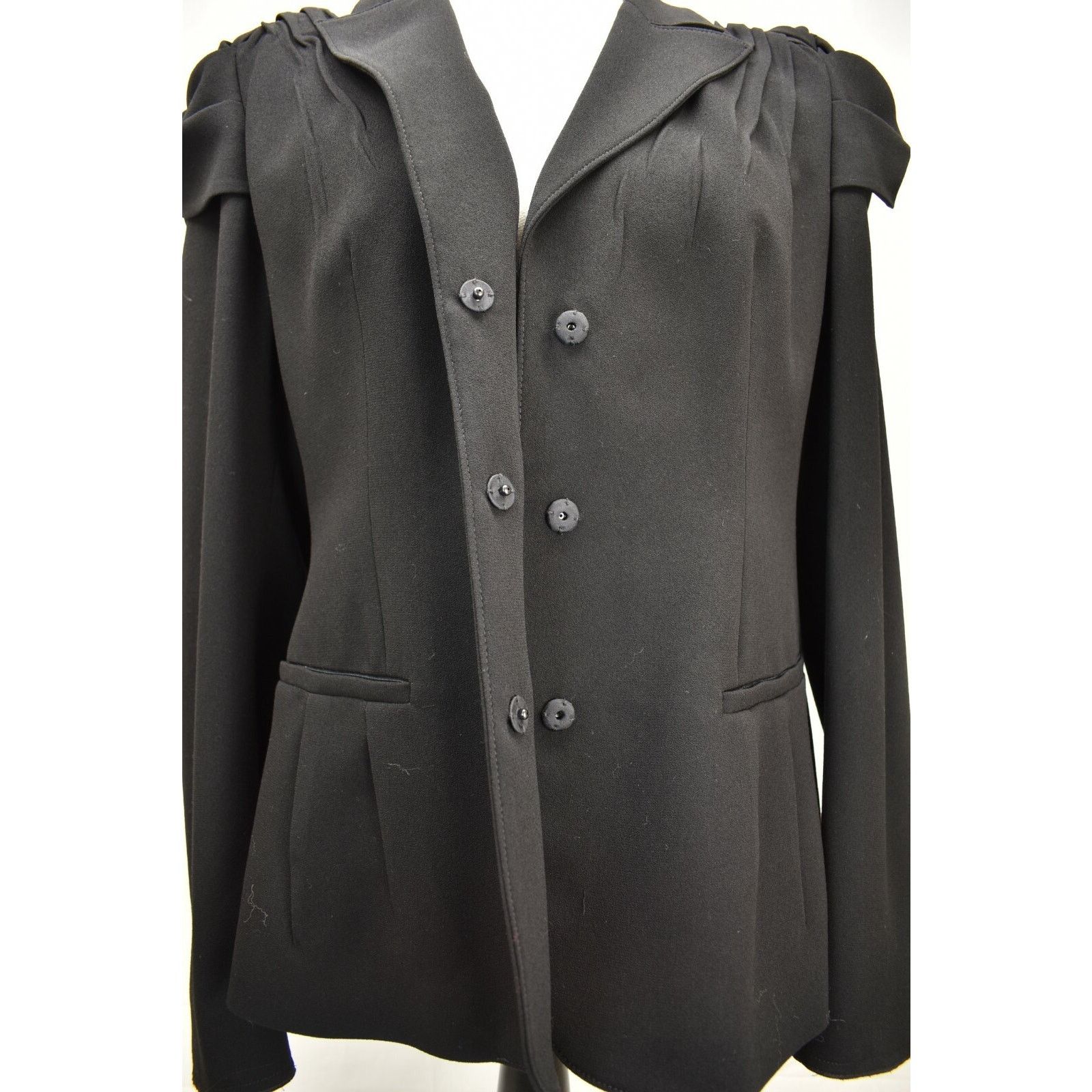 Prada PRADA P5585 BLACK ACETATE LONG SLEEVE TOP JACKET 46 ITALY Size L / US 10 / IT 46 - 2 Thumbnail