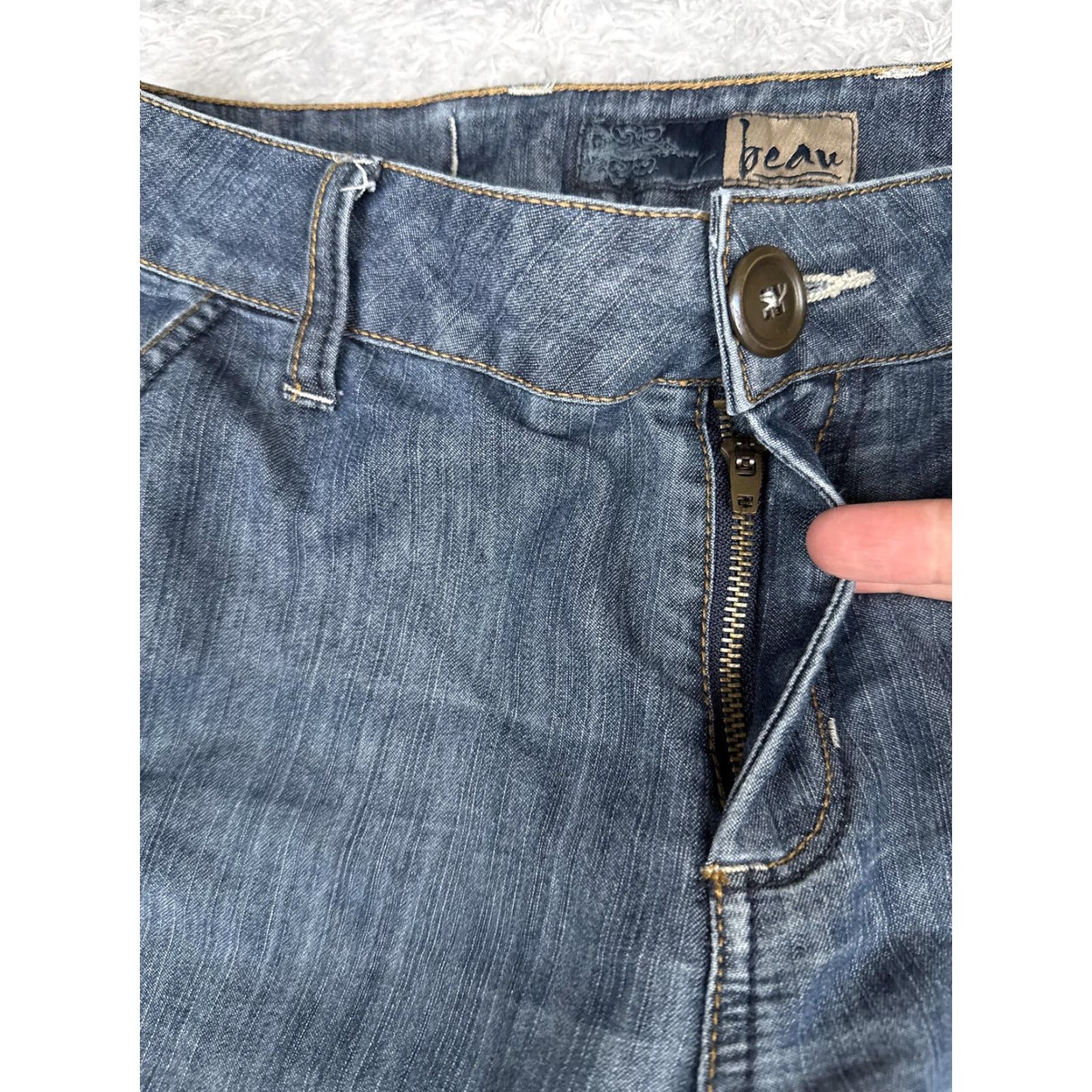 Denime Beau Jeans Womens 8 Wide-Leg Denim Blue Medium Wash Mid Rise Relaxed Stretch 28x32 Jeans Size 30" / US 8 / IT 44 - 5 Thumbnail
