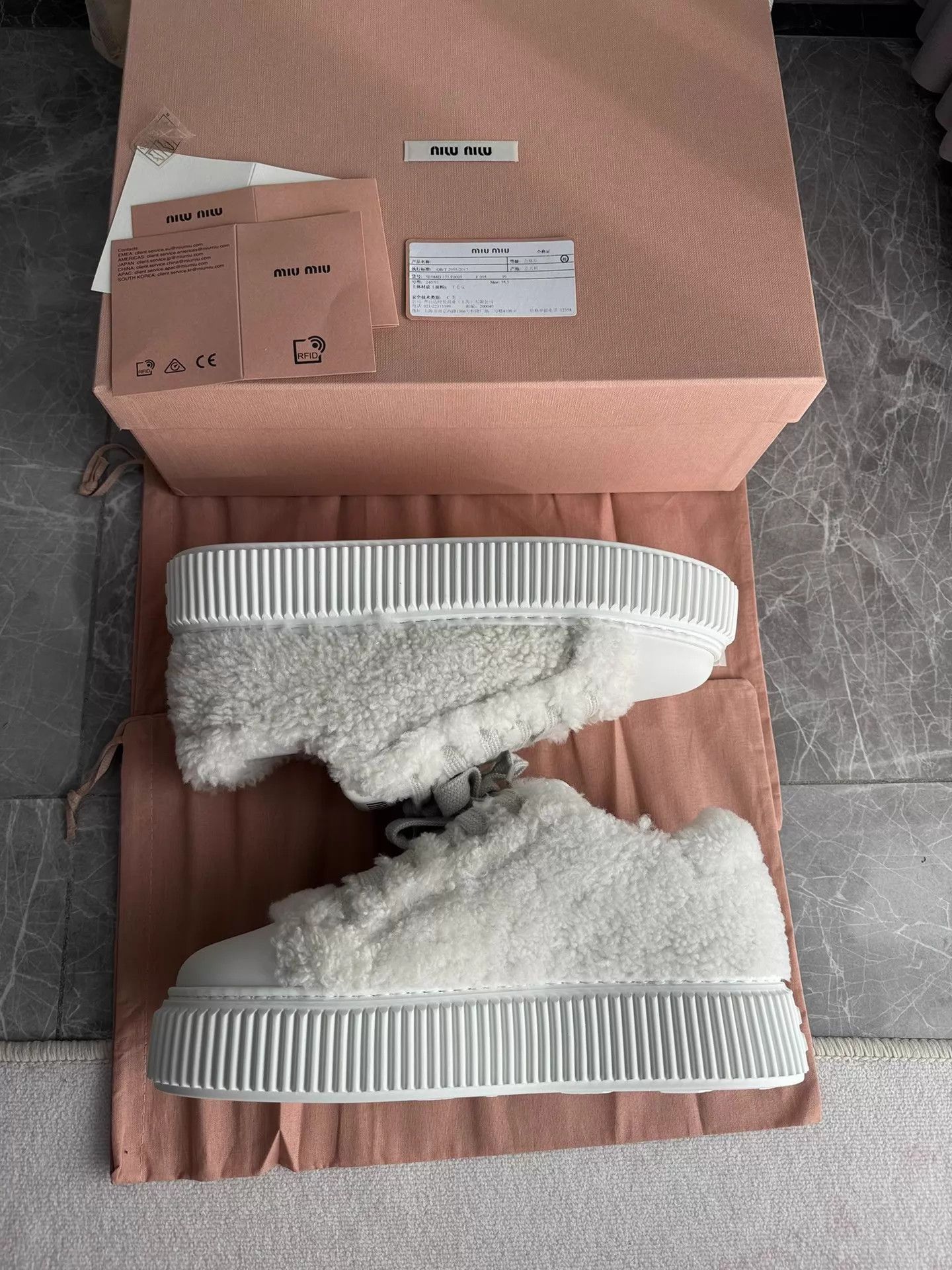 Miu Miu MIU MIU white fluffy platform cracker shoes size 38.5 Size US 8 / IT 38 - 6 Thumbnail