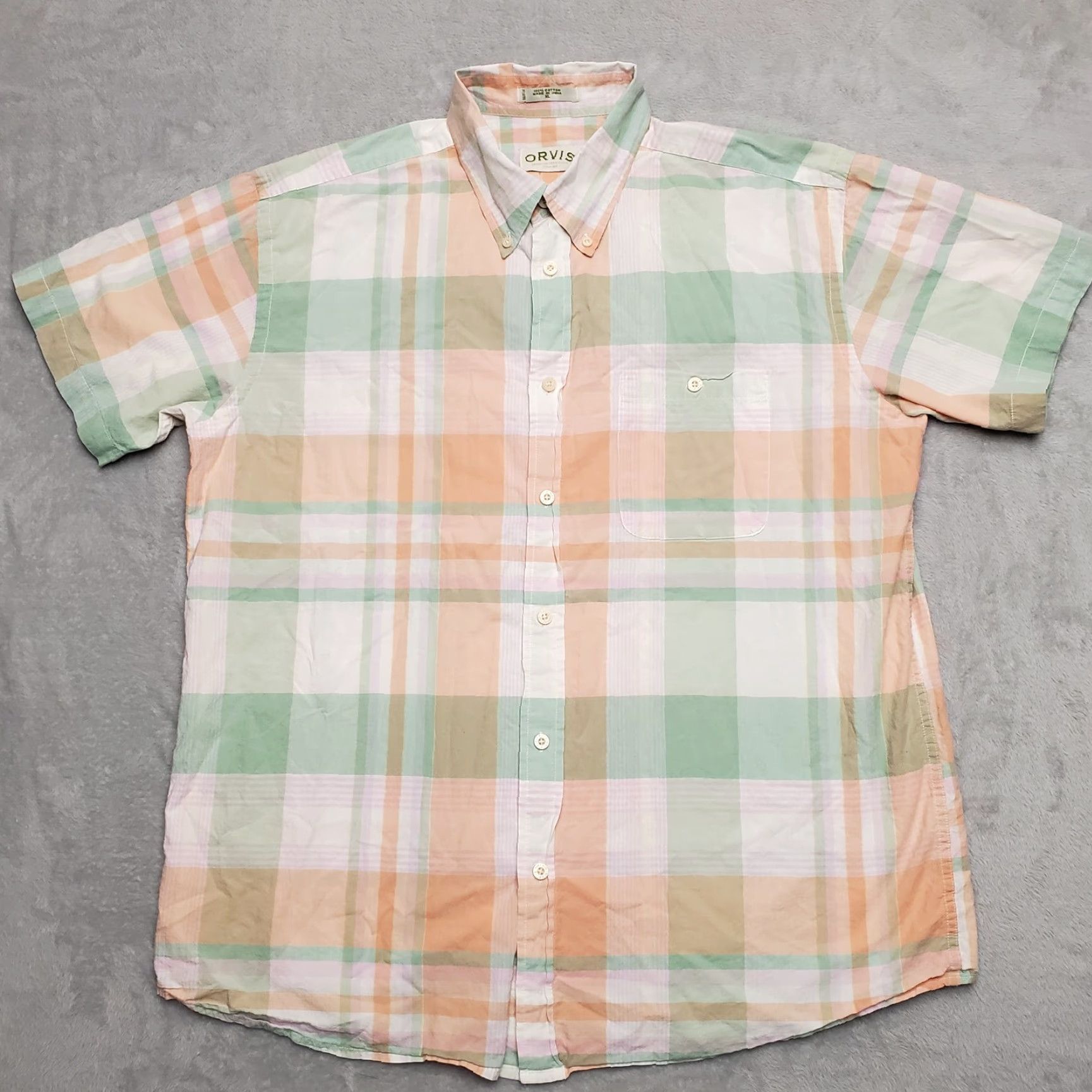 Orvis VINTAGE Orvis Shirt Mens XL Green Plaid 100% Cotton Short Sleeve Button Casual Size US XL / EU 56 / 4 - 2 Thumbnail
