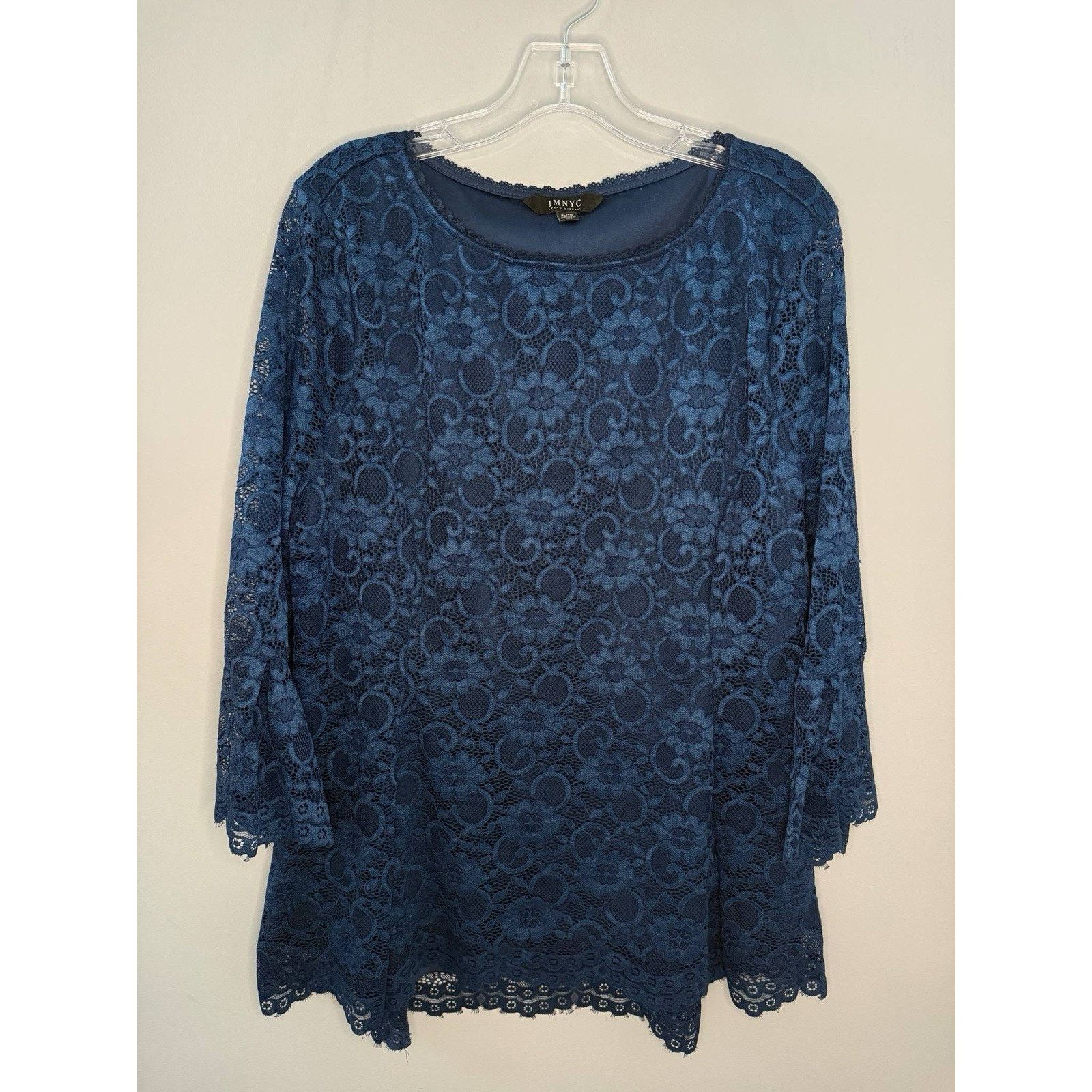 Isaac Mizrahi IMNYC Isaac Mizrahi Dress Navy Lace Bell Sleeve A-Line Mini Size XL / US 12-14 / IT 48-50 - 2 Thumbnail