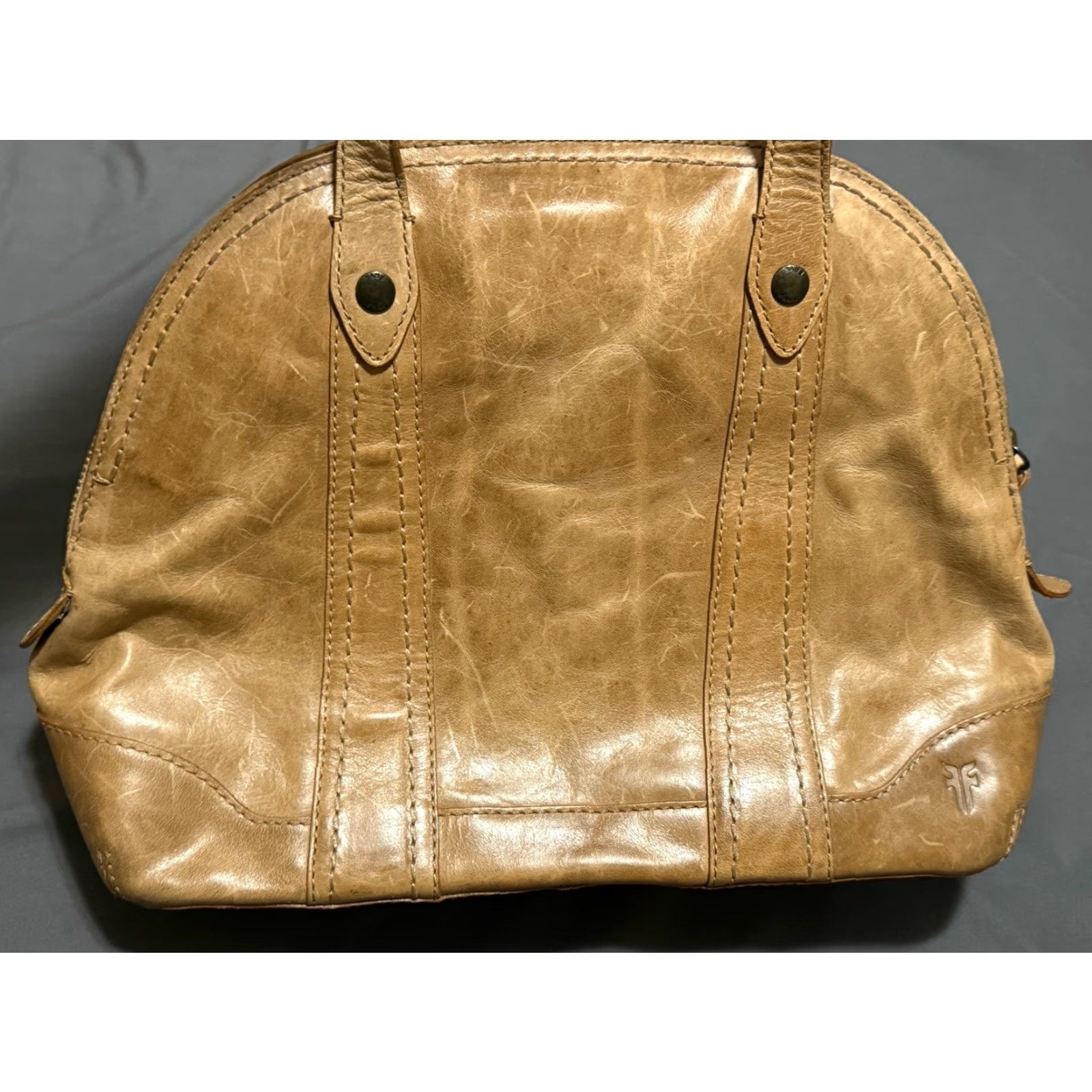 Frye Frye Melissa Zip Satchel Purse Light Brown Womens Bag Leather Domed Top Handle Zip Closure SATCHEL 90s style? Size ONE SIZE - 2 Thumbnail