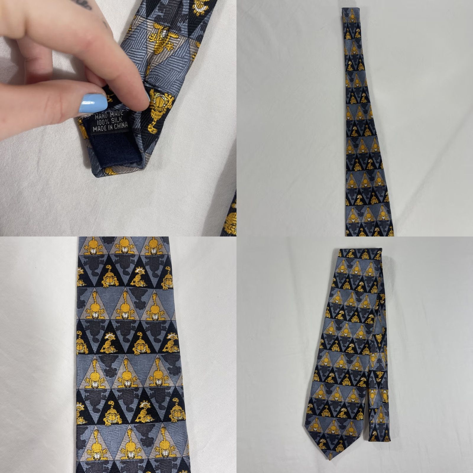 Vintage VINTAGE Garfield Neck Tie 58" Keith Daniels Neckwear AOP 100% Silk 90s Tie Men Blue Garfield 1990s Silk Designer Fashion Mens Size ONE SIZE - 8 Thumbnail