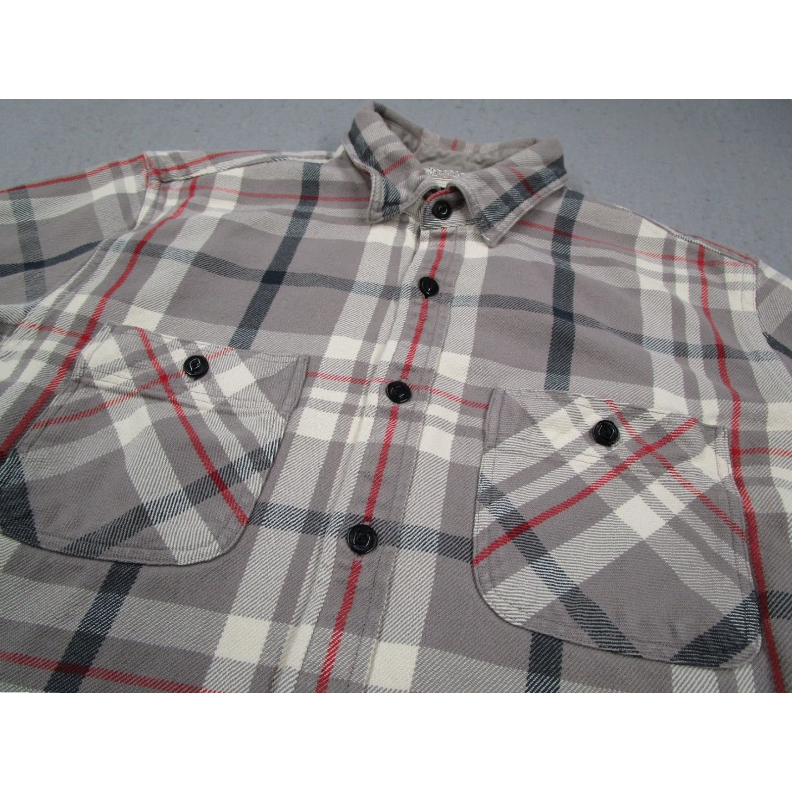 J.Crew VINTAGE Wallace & Barnes Shirt Mens Medium Gray Red Plaid Flannel Button Front Pockets Size US M / EU 48-50 / 2 - 2 Thumbnail
