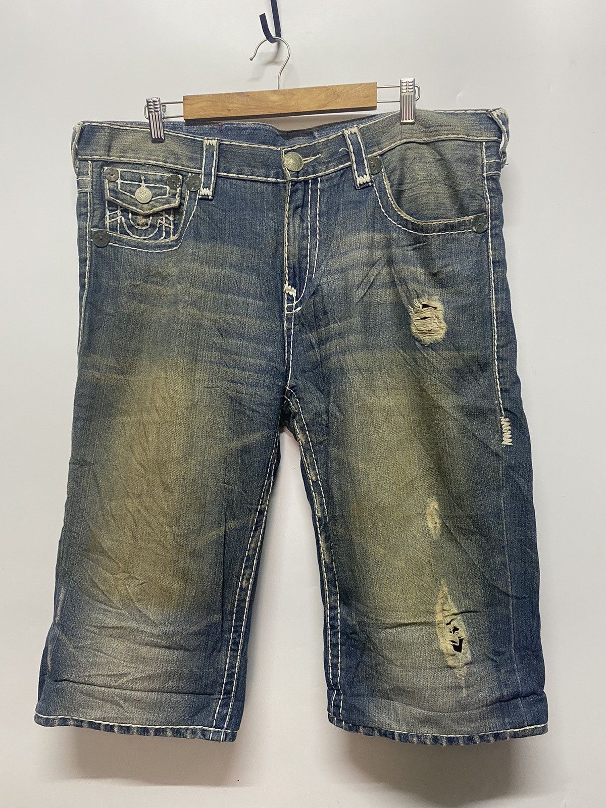 Billy Super T True Religion Distressed Jeans Denim Shorts