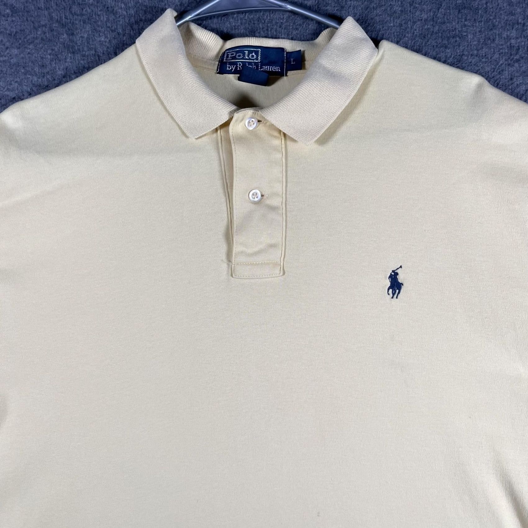 Polo Ralph Lauren Polo by Ralph Lauren Polo Shirt Mens Large Yellow Short Sleeve Cotton Pony Logo Button V-neck? Size US L / EU 52-54 / 3 - 2 Thumbnail