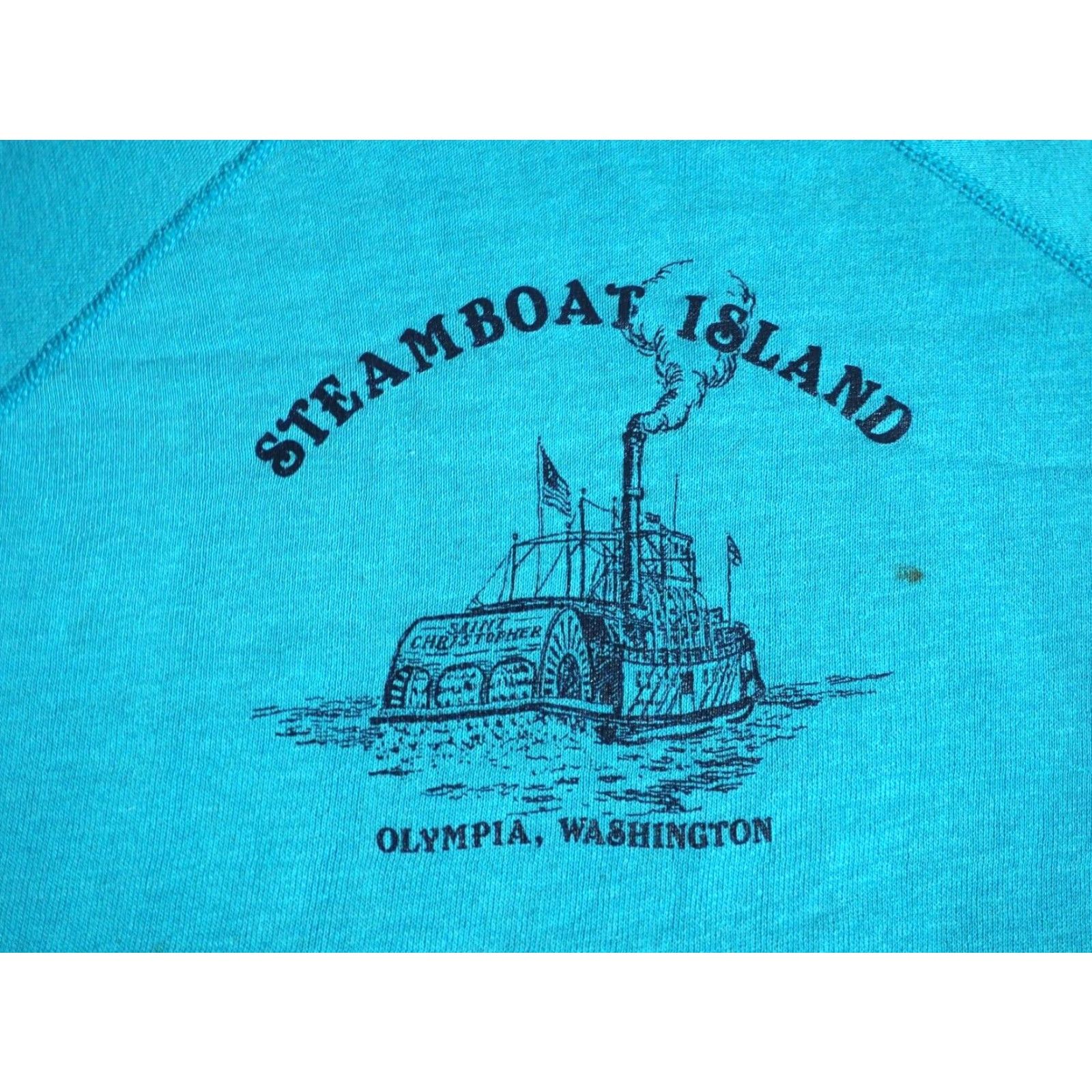 Vintage VTG 70s 80s Steamboat Island Olympia WA Blue PNW USA Pullover Sweatshirt S Size US S / EU 44-46 / 1 - 4 Thumbnail