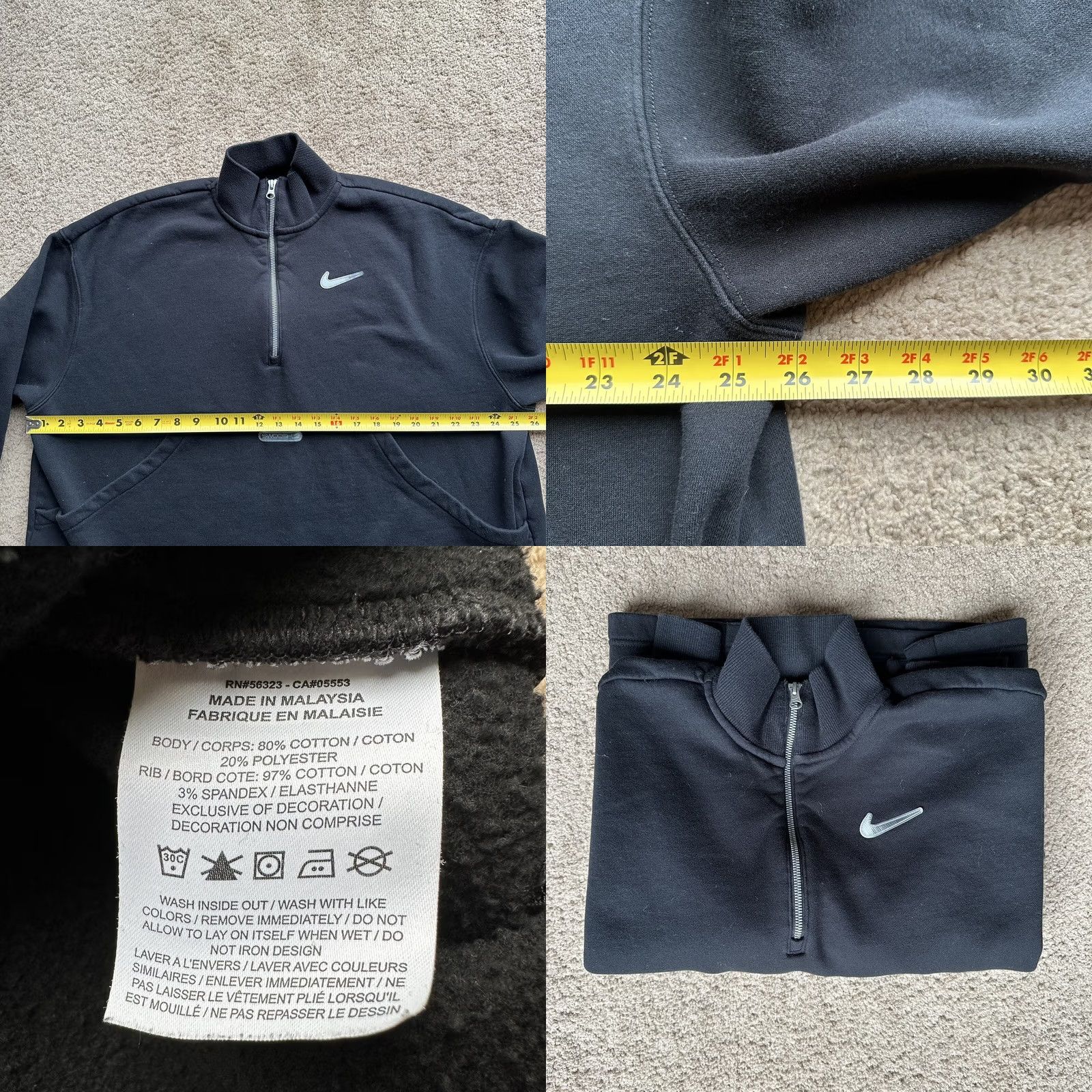 Nike Nike Sweater Mens Large Mock Neck 1/4 Zip Activewear Fleece Black Logo Size US L / EU 52-54 / 3 - 8 Thumbnail