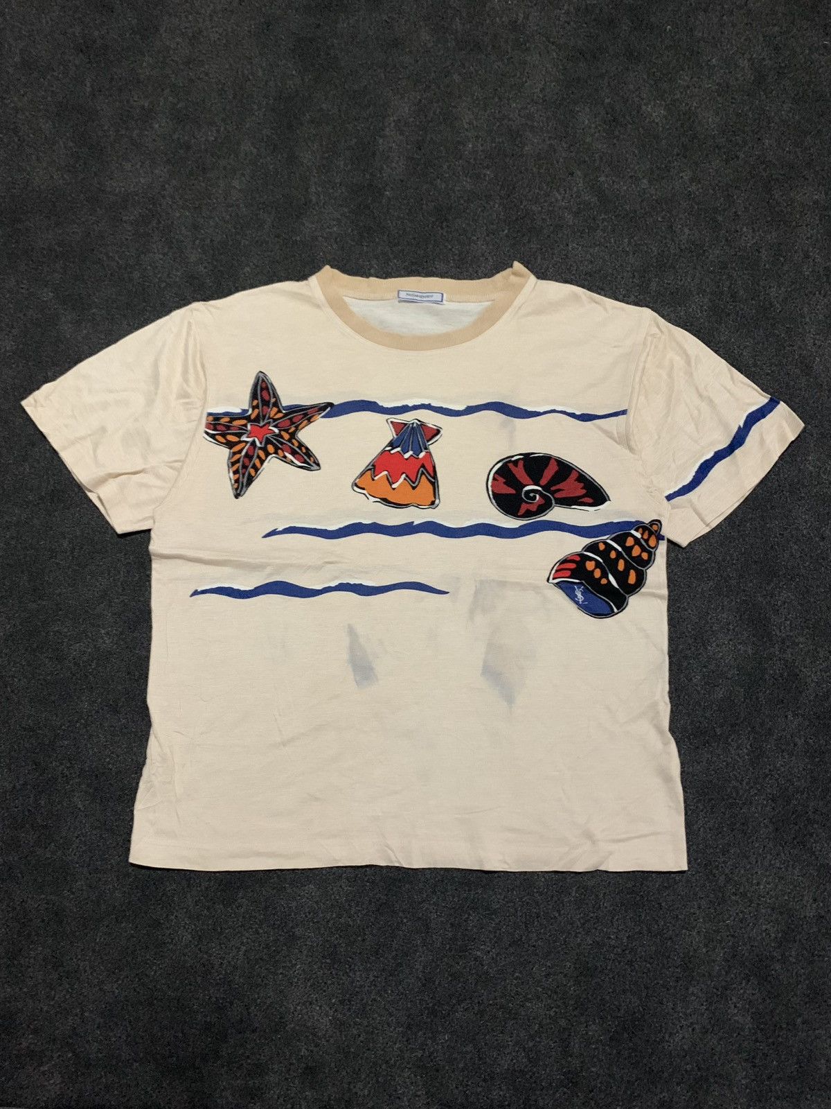 Yves Saint Laurent Vintage Yves Saint Laurent Sea Life/Seashell Print T-Shirt Size L / US 10 / IT 46 - 2 Thumbnail