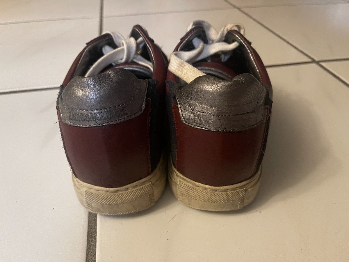 Zadig & Voltaire Zadig & Voltaire Flash Low Top Sneakers Burgundy Leather 39 Size US 9 / IT 39 - 3 Thumbnail