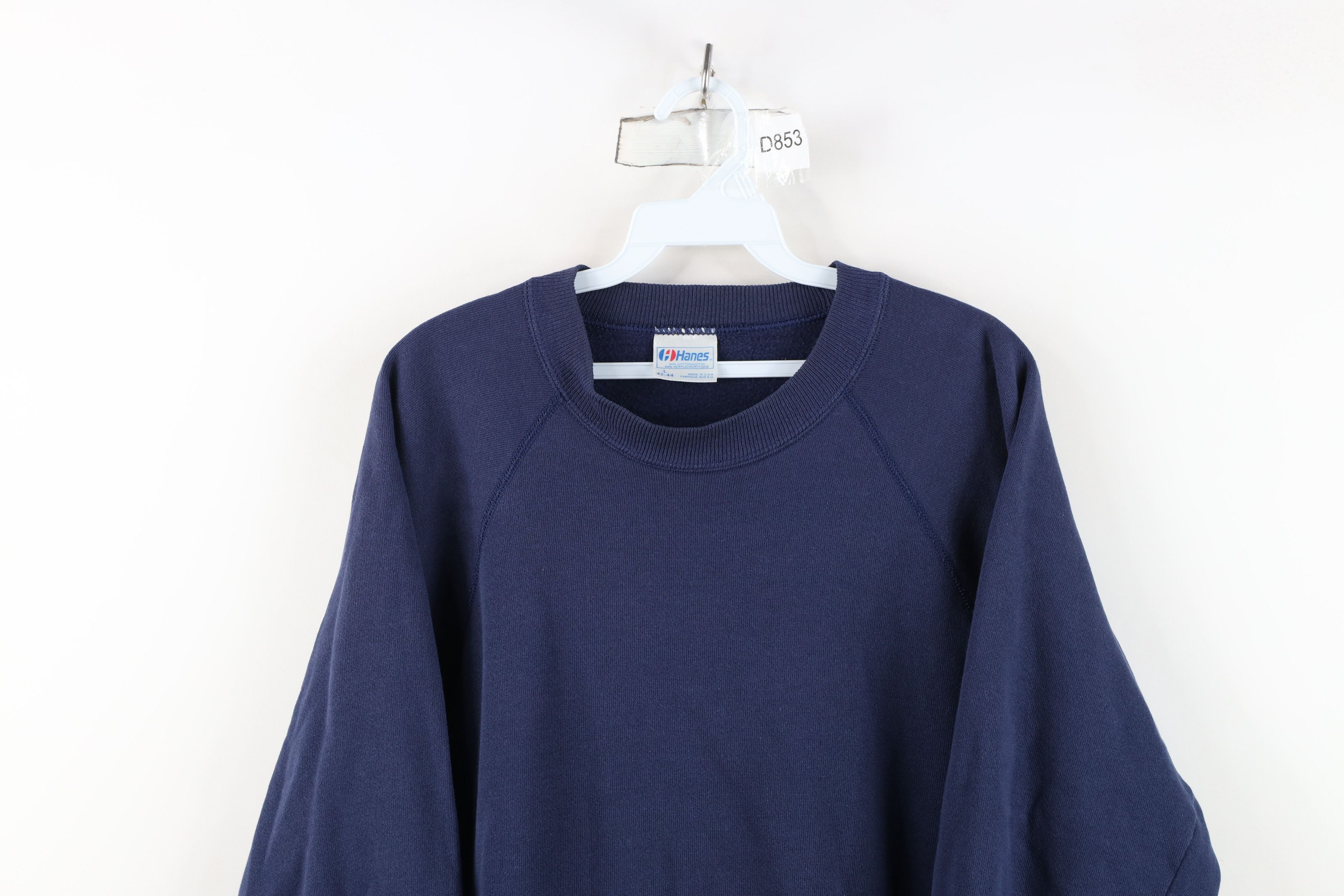 Hanes Vintage 80s 90s Hanes Crewneck Sweatshirt Navy Blue USA Size US L / EU 52-54 / 3 - 2 Thumbnail