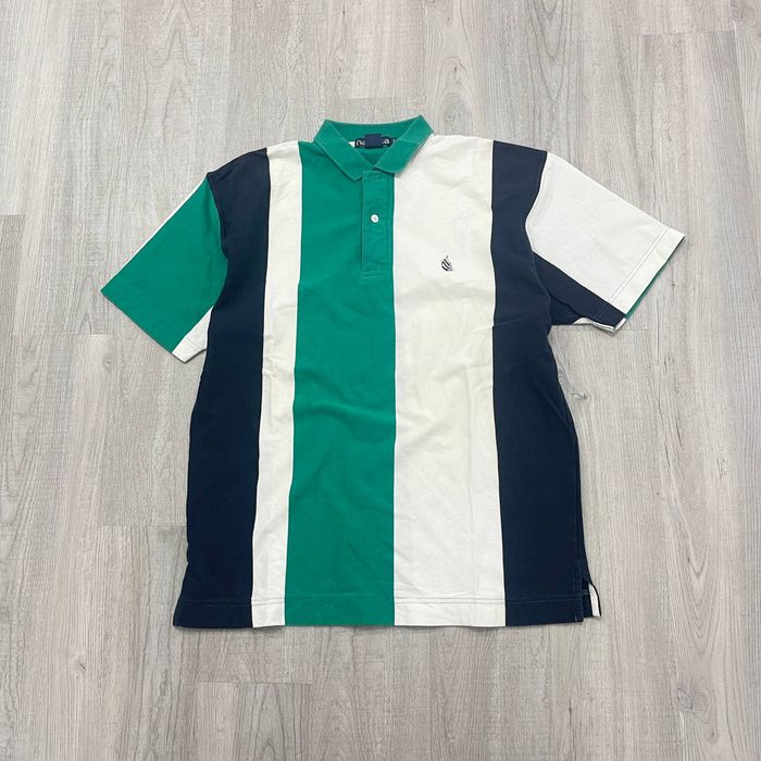 Nautica VINTAGE 90s Nautica Vertical Striped Collared Polo Shirt