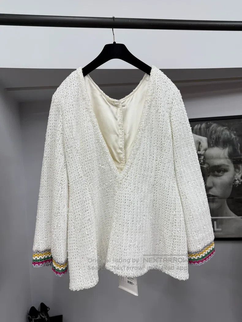 Chanel Chanel 22S white sequin beaded heavy industry jacket Size S / US 4 / IT 40 - 3 Thumbnail