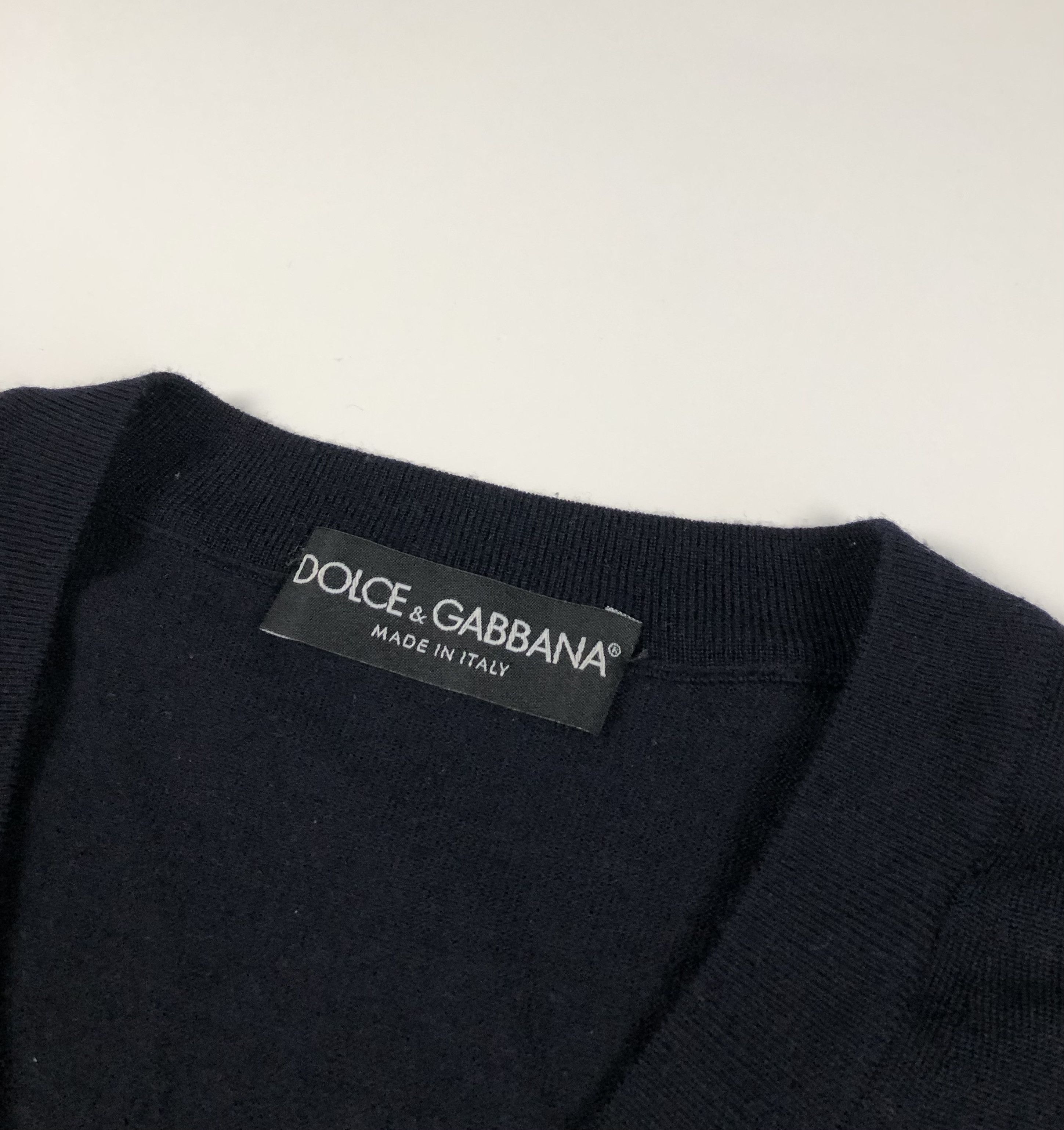 Dolce & Gabbana Dolce Gabbana Wool V-Neck Navy Jumper Size US L / EU 52-54 / 3 - 4 Thumbnail