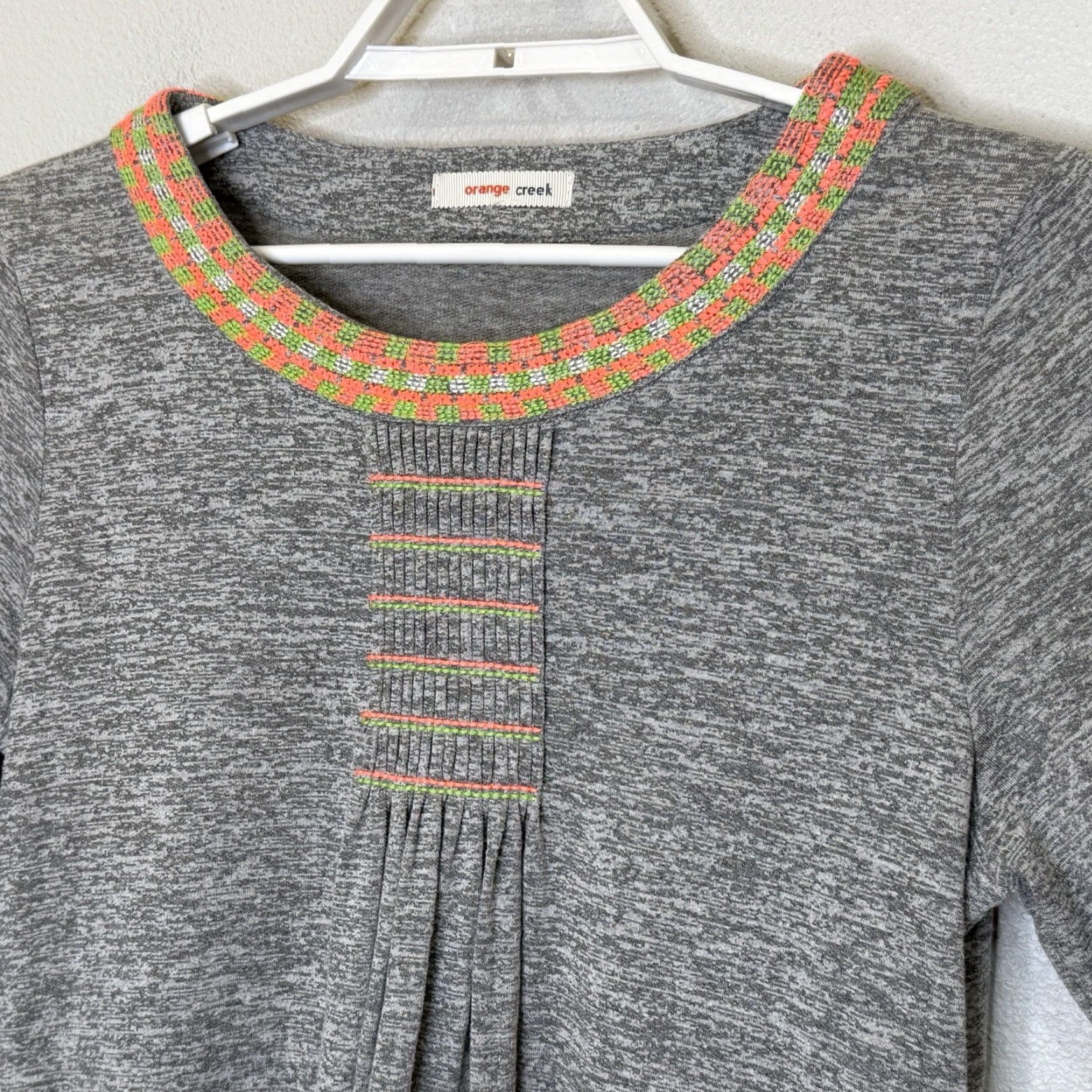 Vintage VINTAGE Orange Creek Tunic Top Womens Size Medium Gray 3/4 Sleeve Round Neck Pleat Front Cotton Blend Size M / US 6-8 / IT 42-44 - 2 Thumbnail