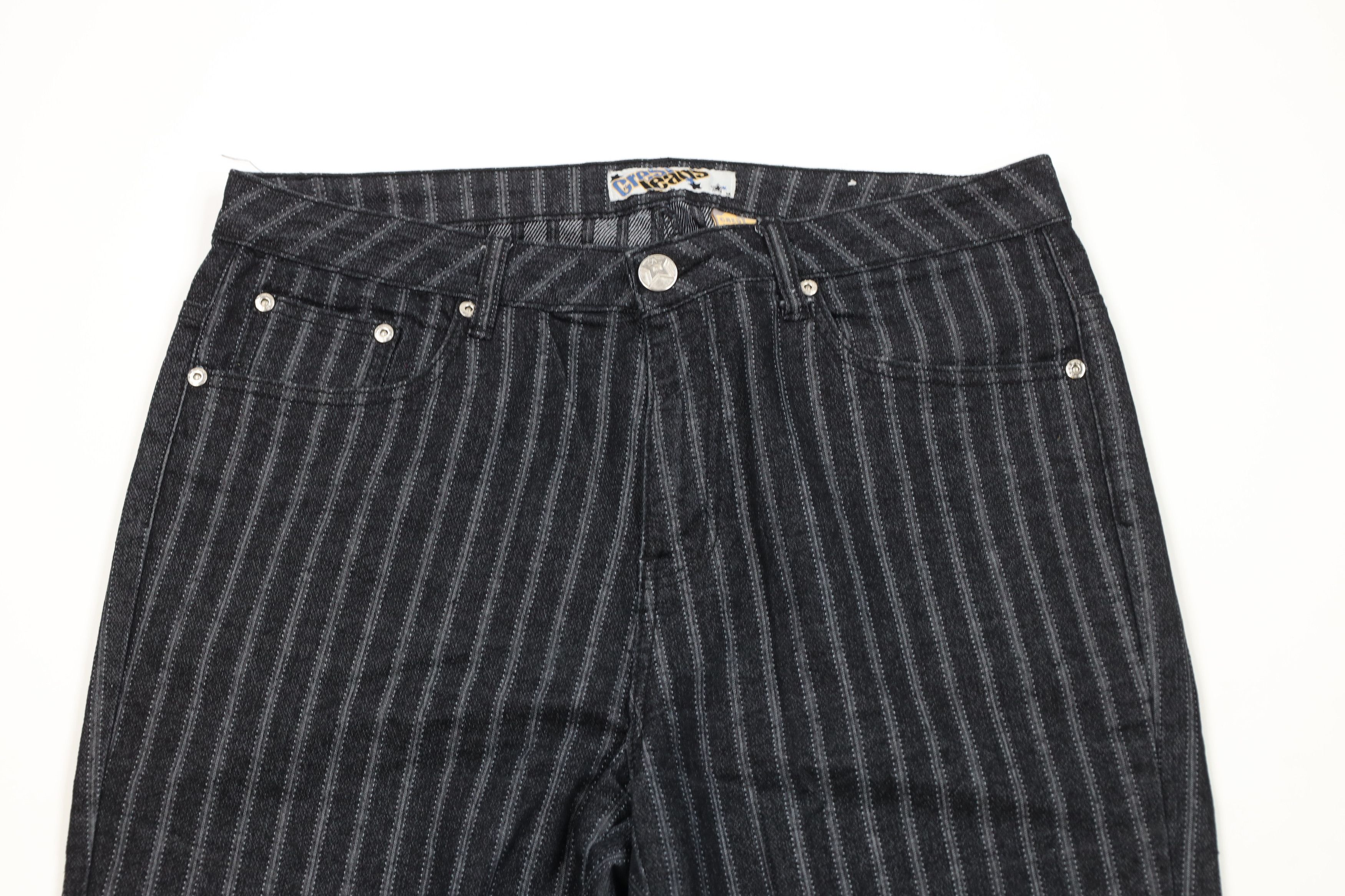 Vintage Vintage 90s Y2K Streetwear Striped Flared Wide Leg Jeans Size 36" / US 14 / IT 50 - 2 Thumbnail