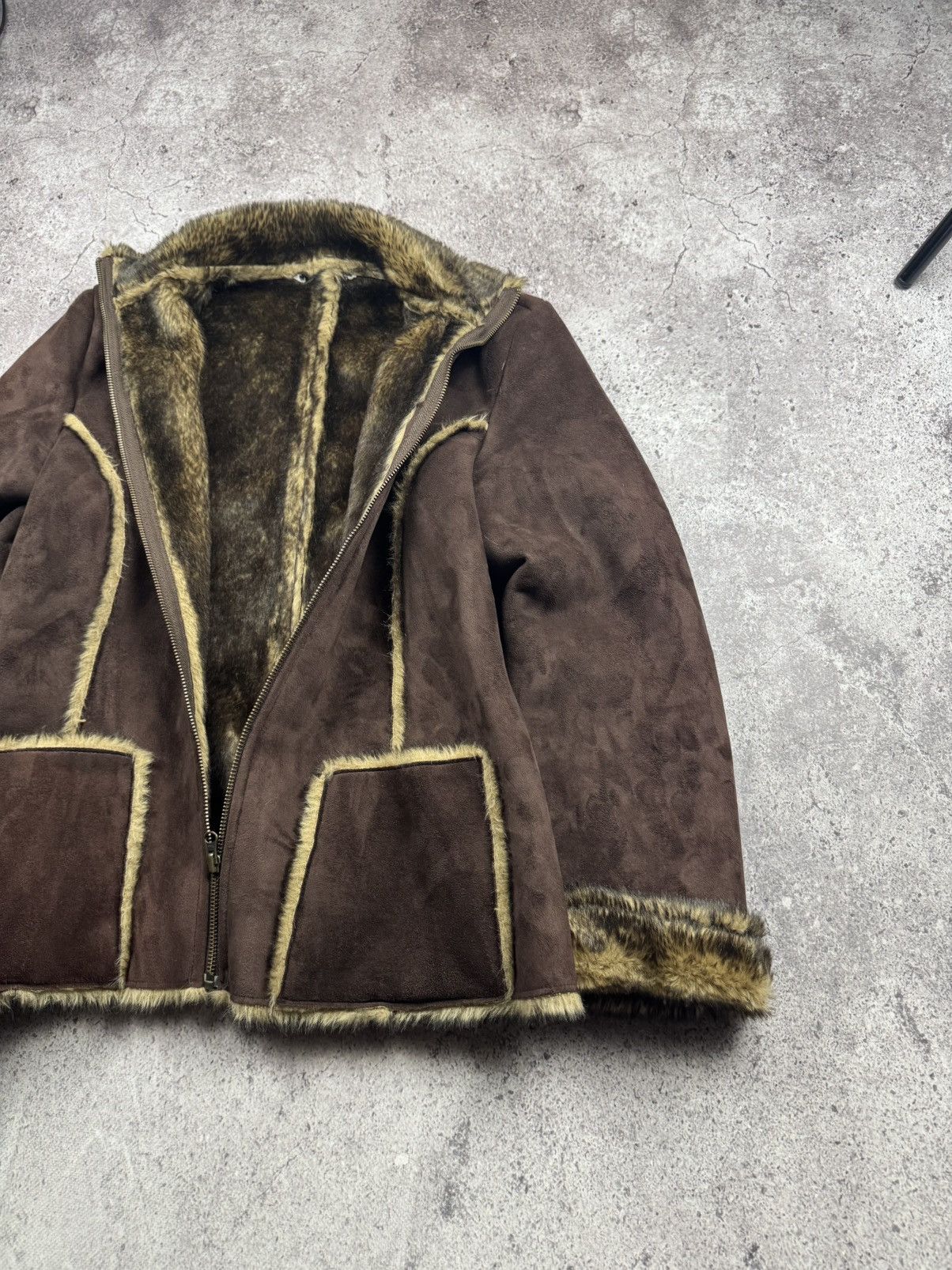 If Six Was Nine VINTAGE SUEDE FUR COAT JAPAN GLAMOUR RARE Y2K 90S BROWN Size M / US 6-8 / IT 42-44 - 4 Thumbnail