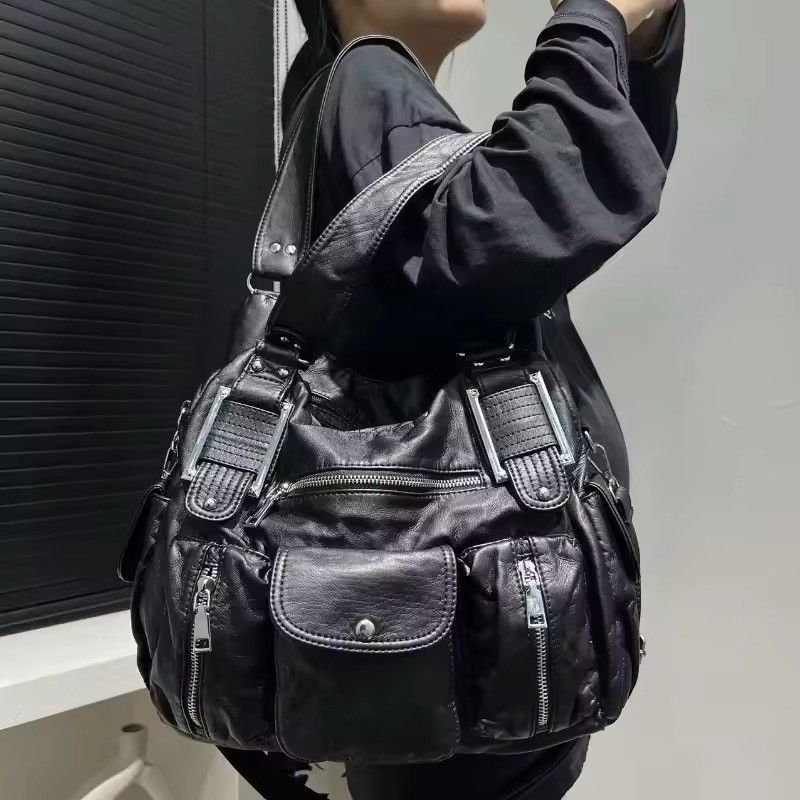 Leather Multi-Pocket Shoulder Crossbody Bag Size ONE SIZE - 4 Thumbnail