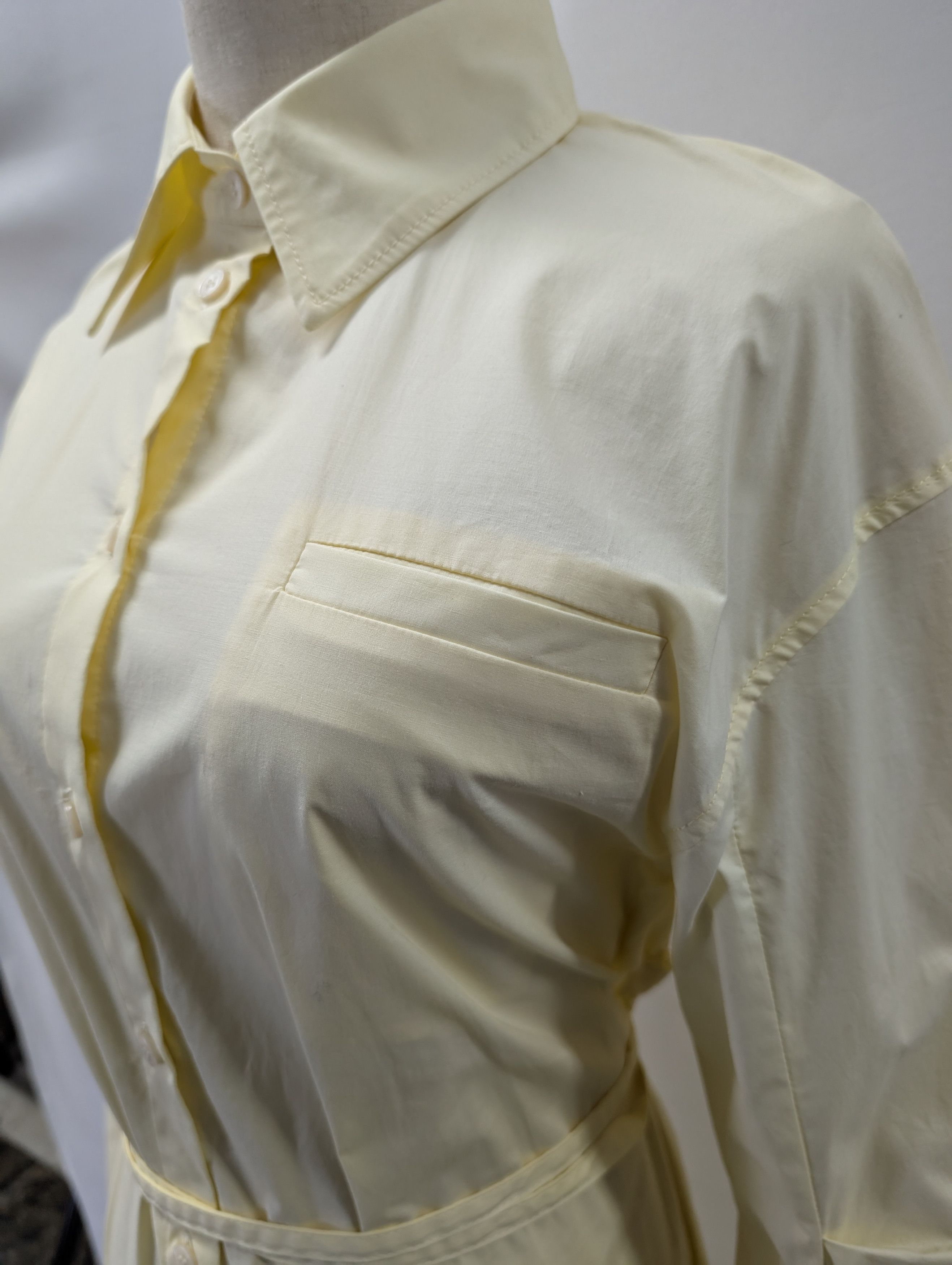 Acne Studios Light Yellow Long Sleeve Shirt Dress Size XXS / US 00 / IT 34 - 3 Thumbnail