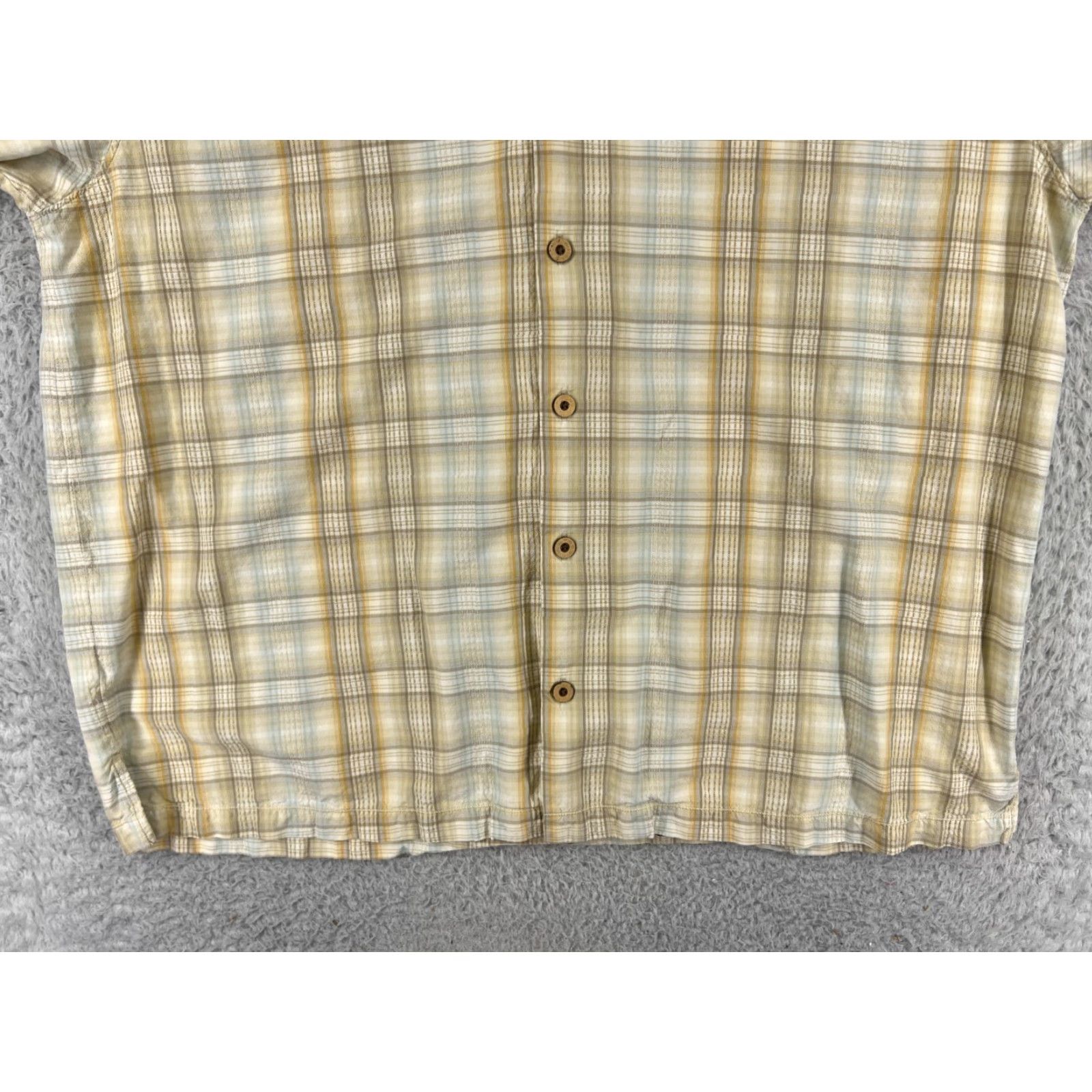 Tommy Bahama Tommy Bahama Shirt Men XL Beige Silk Plaid Button-Up Short Sleeve Collared Beach Hawaiian Vacation Resort Pattern: Plaid Size US XL / EU 56 / 4 - 7 Thumbnail