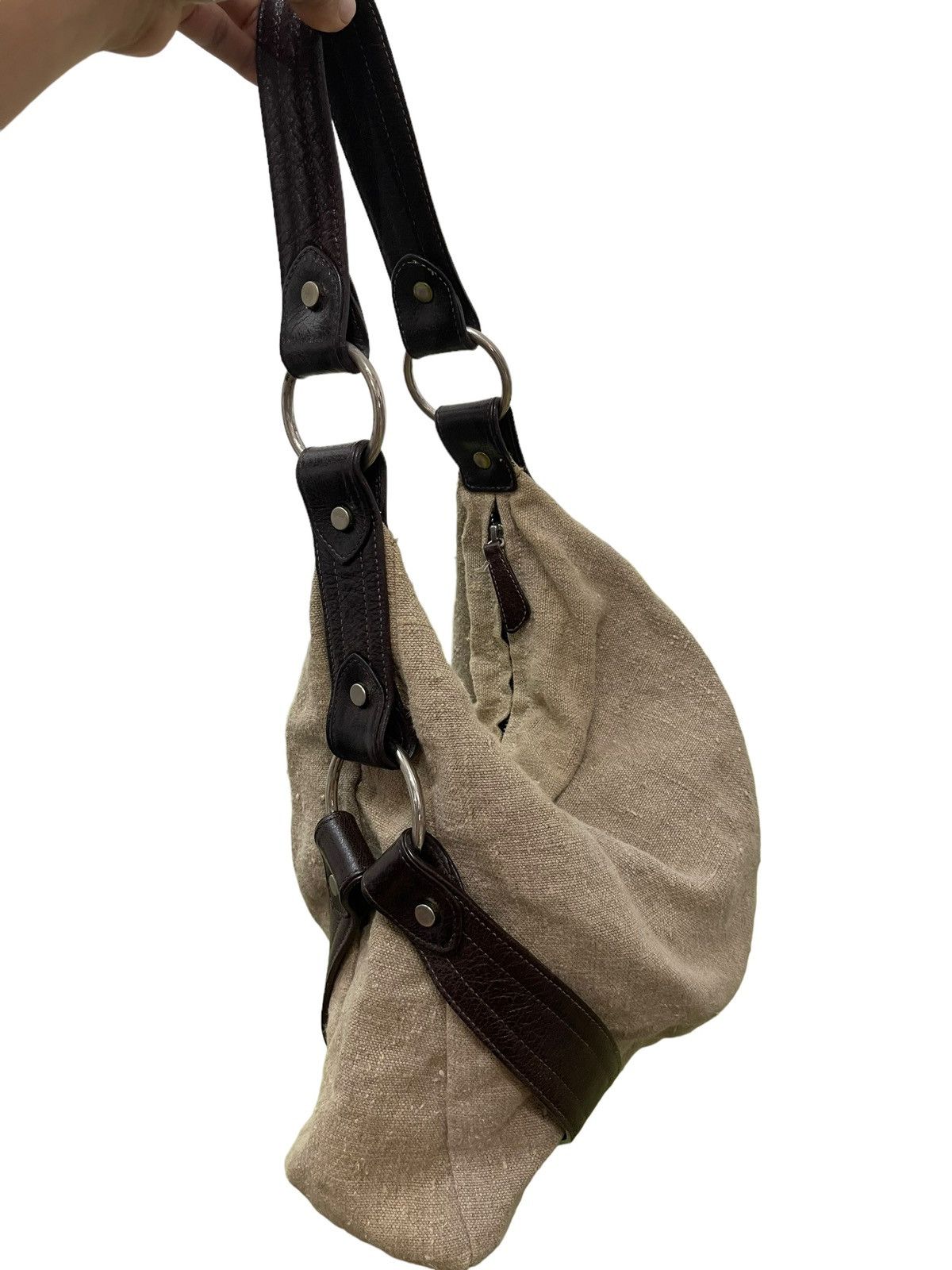 Japanese Brand Hemp Linen Leather Kale Shoulder Bag 3🟩 Size ONE SIZE - 4 Thumbnail
