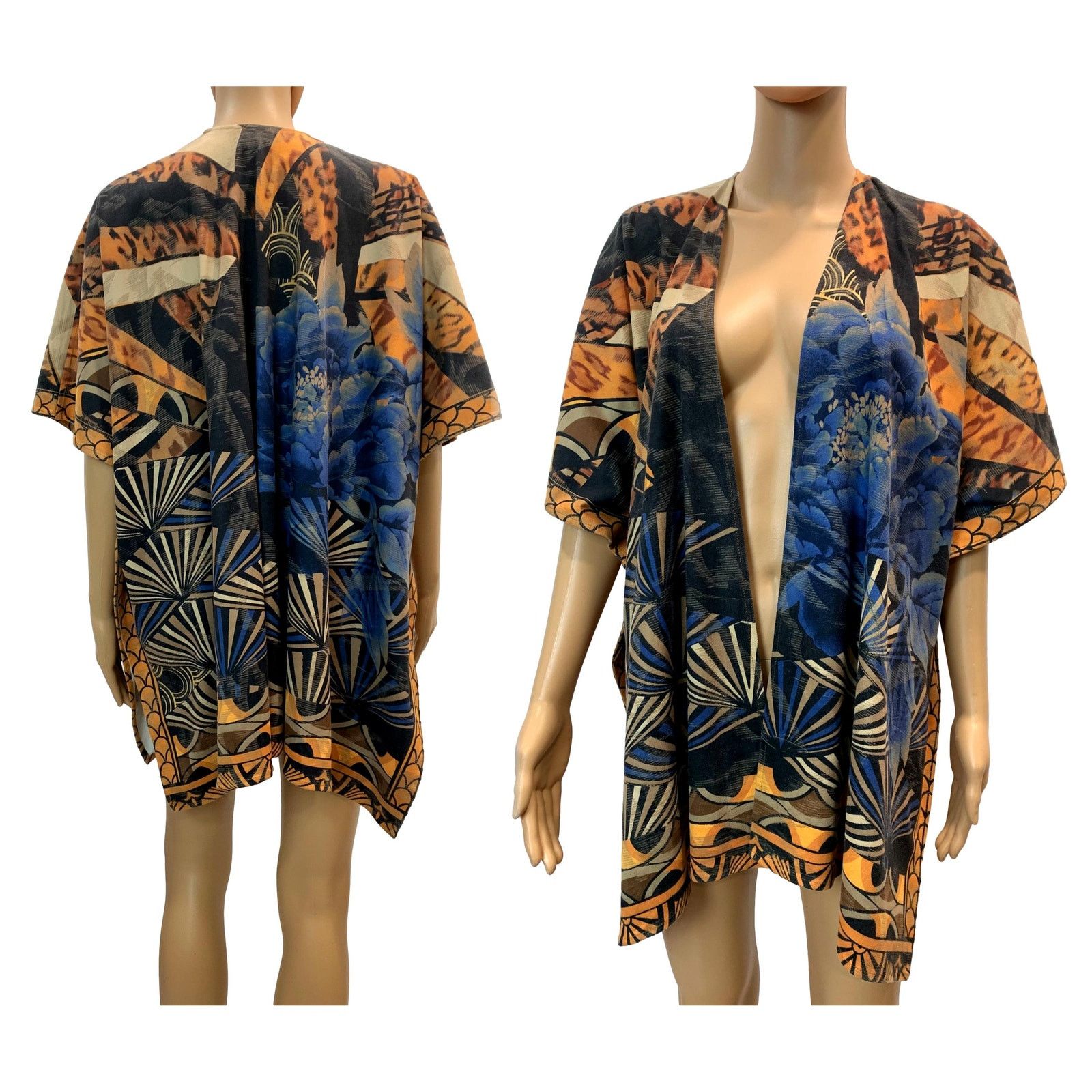 Chicos Blue & Multicolor ULTRA-SUEDE Faux Suede Oversized Ruana Size ONE SIZE - 3 Thumbnail