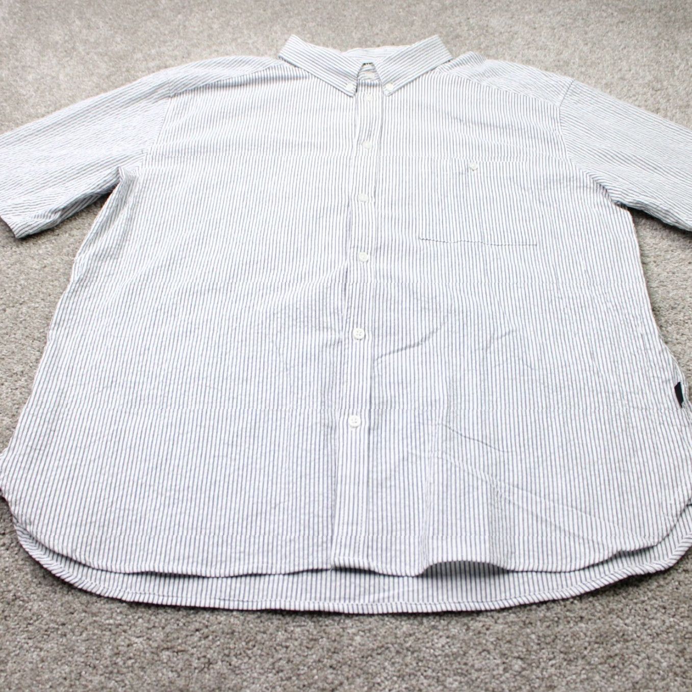 WeSC WESC Shirt Unisex Mens 2XL Womens 3XL White/Black Oden Seersucker Short Sleeve Button-Up Collared Casual Size XXL / US 16-18 / IT 52-54 - 3 Thumbnail