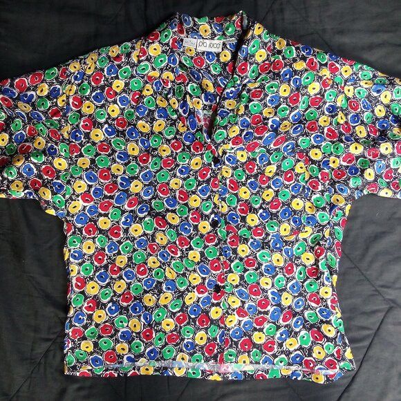 Other Vintage Pia Rucci Abstract Donut Rings Silk Button Shirt Size M / US 6-8 / IT 42-44 - 2 Thumbnail