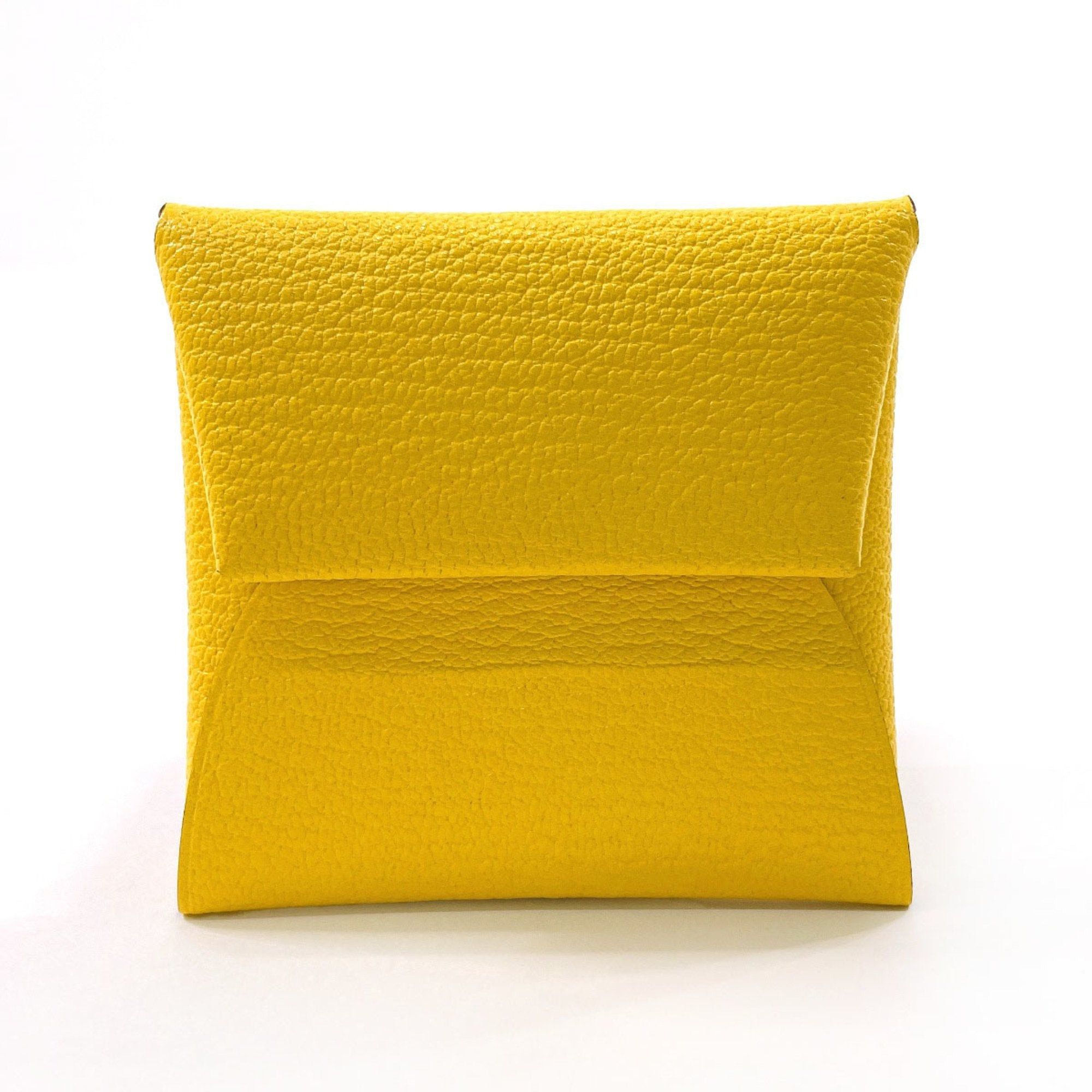 image of Hermes Bastia New Coin Case Chevre Misor Unisex Yellow, Women's