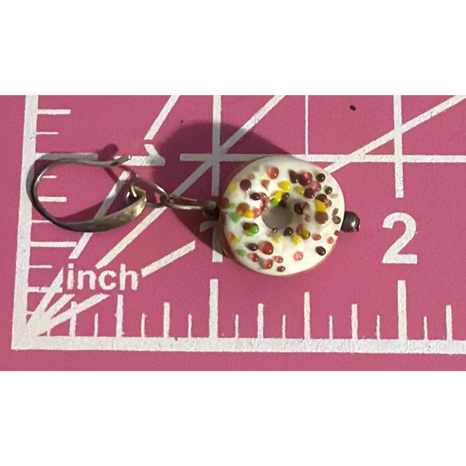 Other Handcrafted Donut Glass Dangle Earrings Multicolor Sprinkle Size ONE SIZE - 5 Thumbnail