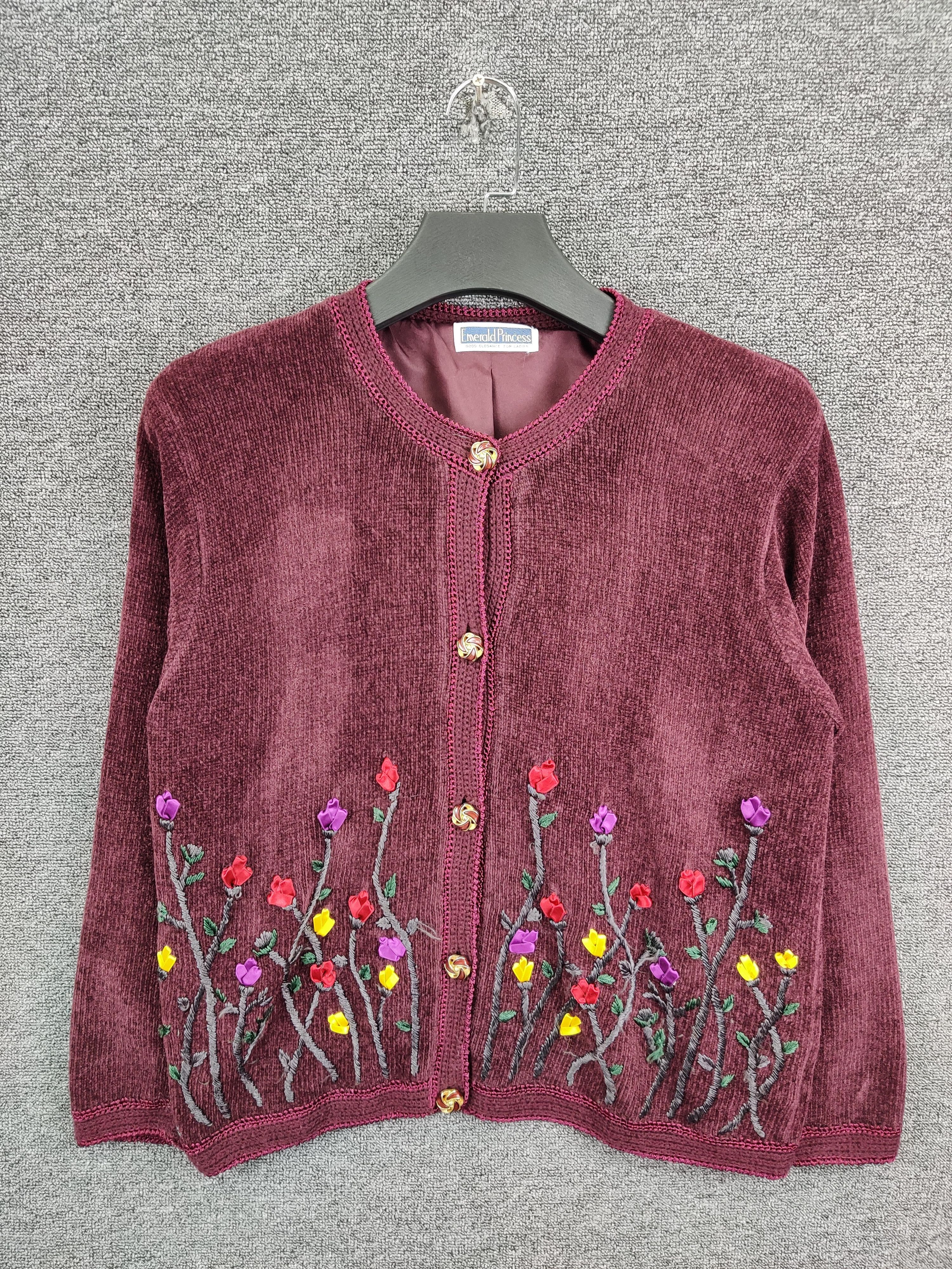 Japanese Brand Vintage Emrald Princess Embroidery Floral Cardigan Size US M / EU 48-50 / 2 - 1 Thumbnail