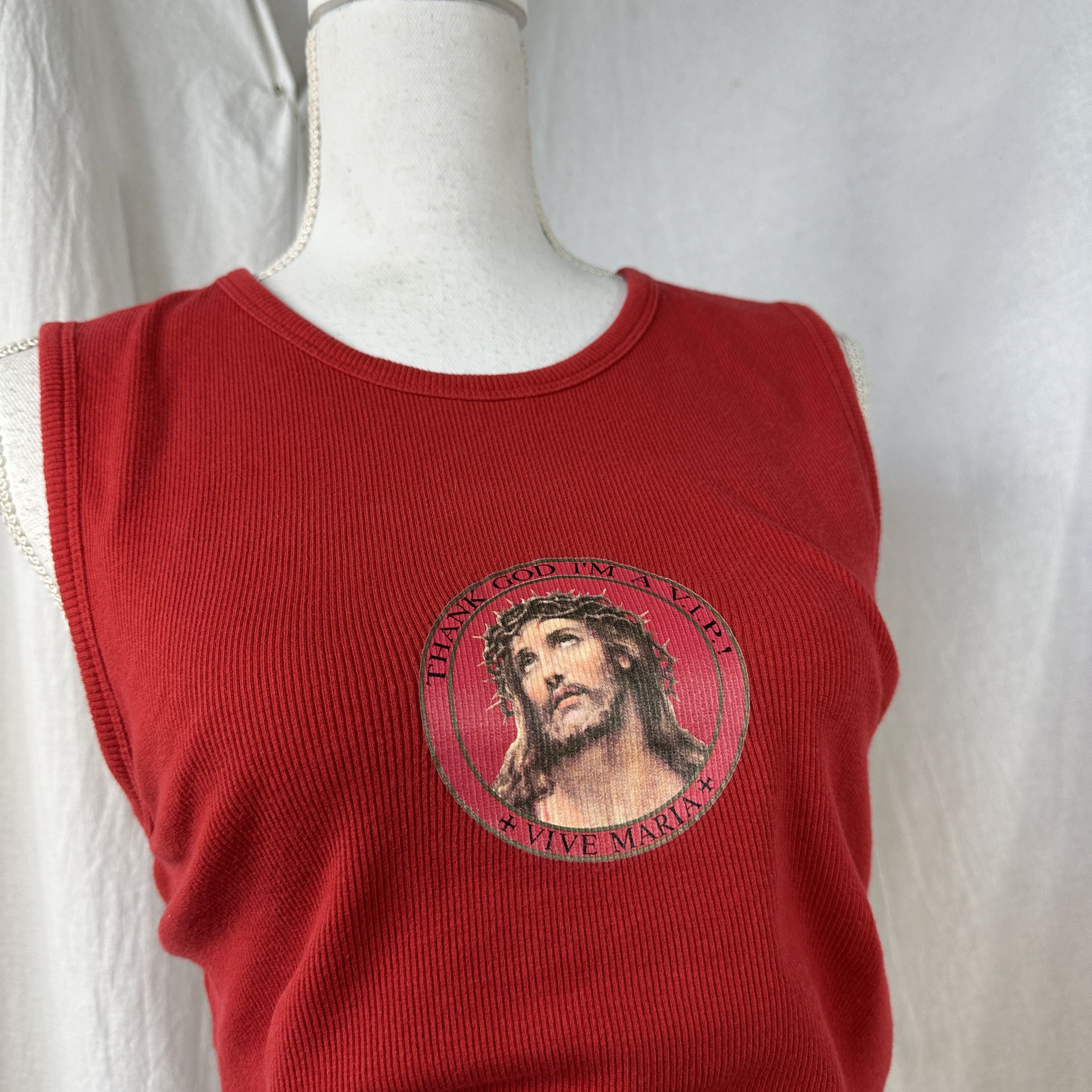 Vintage Vintage 00s Vive Maria Thank God Im a VIP Ribbed Tant Top Size L / US 10 / IT 46 - 5 Thumbnail